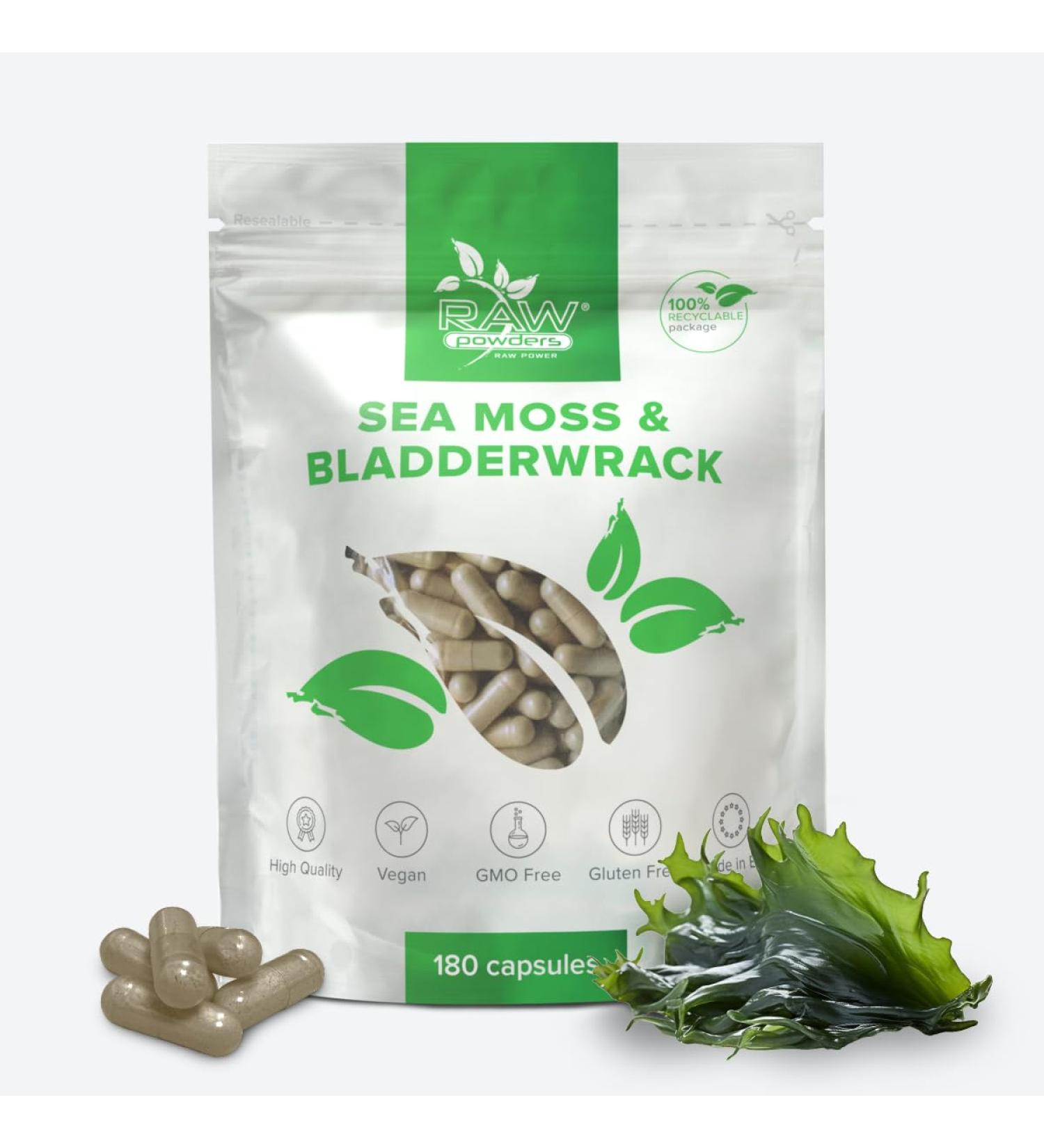 RP Irish Sea Moss & Bladderwrack 250mg Powder - 180 Vegan Capsules for Health & Wellness | International Shipping Available - Buy Online on GoSupps.com