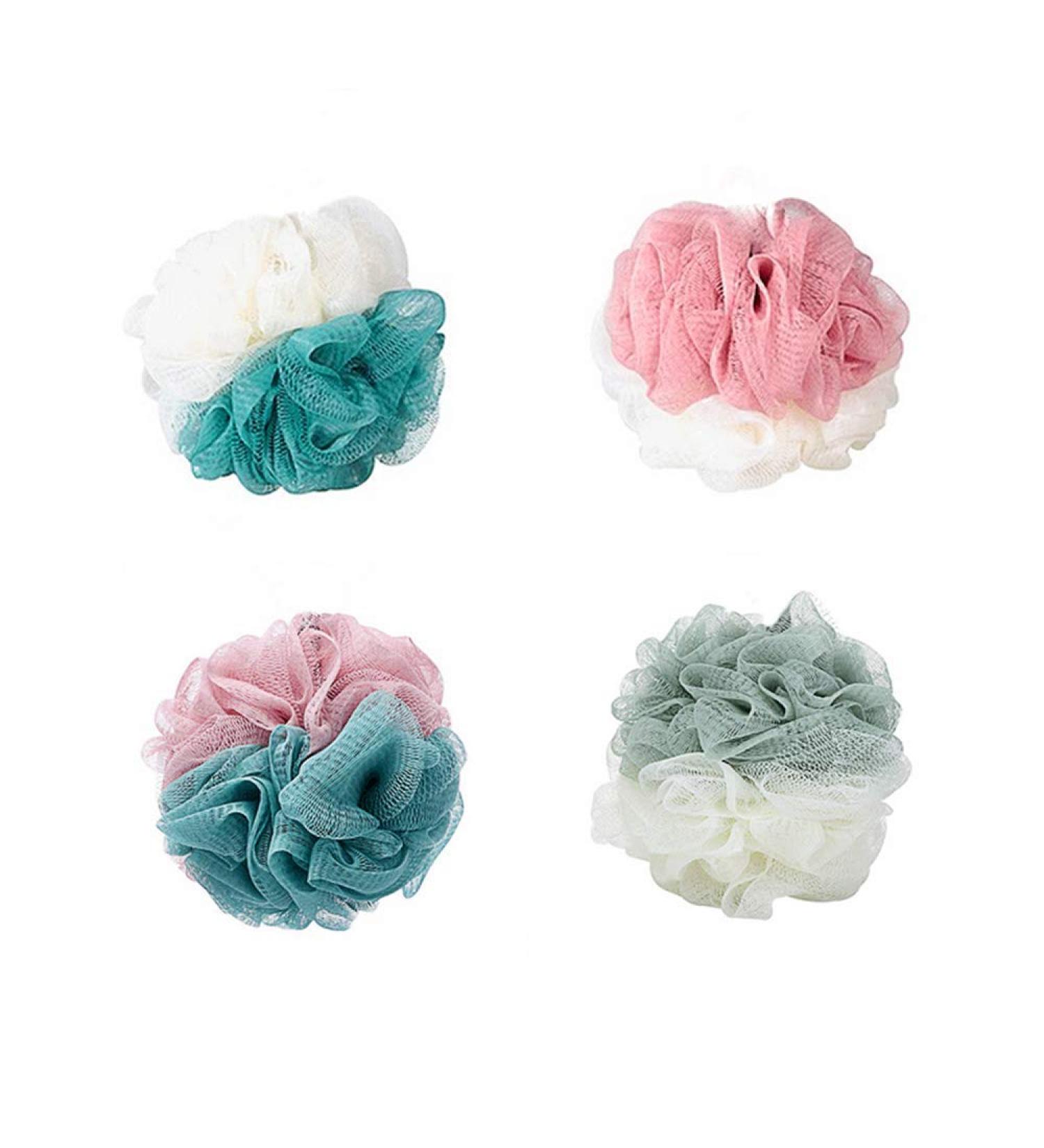 Sponge Shower Sponges Set - 4 Multicolor Bath Balls for Men & Women | Gentle Skin Cleanser & Exfoliator - Buy Online on GoSupps.com