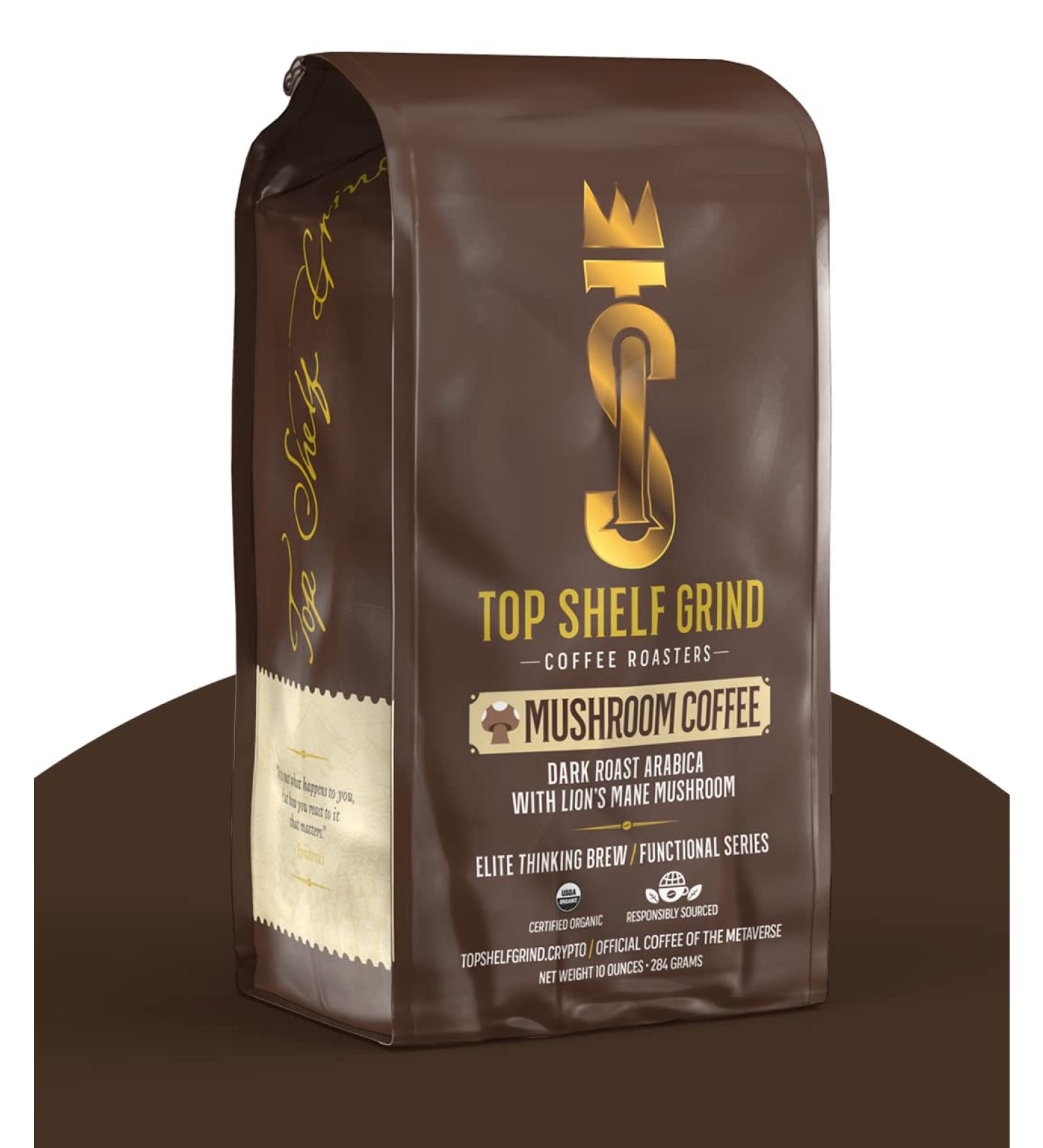 Organic Lions Mane Mushroom Coffee Ground Dark Roast for Focus & Memory Boost - Buy Online on GoSupps.com