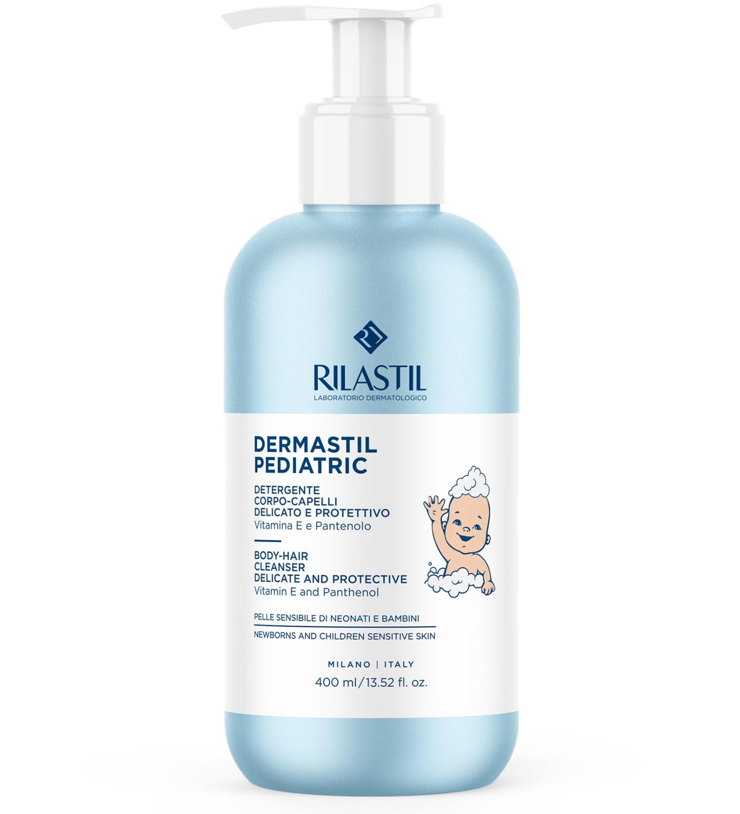 Rilastil Dermastil Pediatric Gentle and Protective Baby Hair Body Wash with Vitamin E and Provitamin B5 Pack of 400 ml