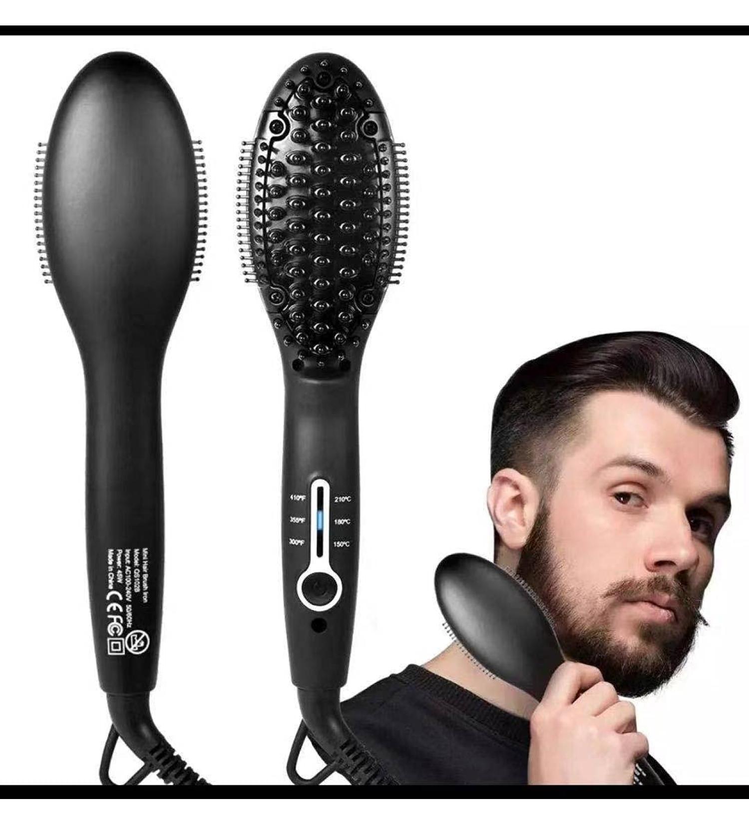 Buy Ionic Hair Straightener Brush | Frizz-Free Heated Beard Brush with 3 Temp Settings & Auto Shut Off - Buy Online on GoSupps.com