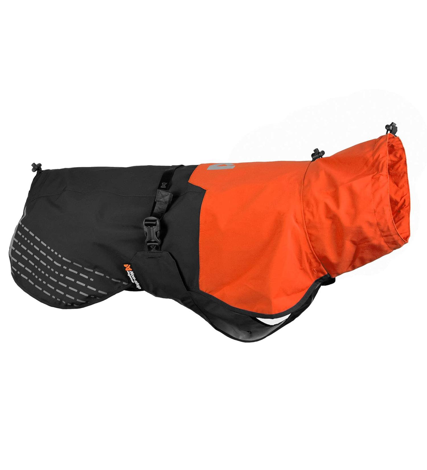 Non-stop Dogwear Fjord Raincoat - Orange/Black | Size 70 | Premium Rain Protection for All Dogs - Buy Online on GoSupps.com