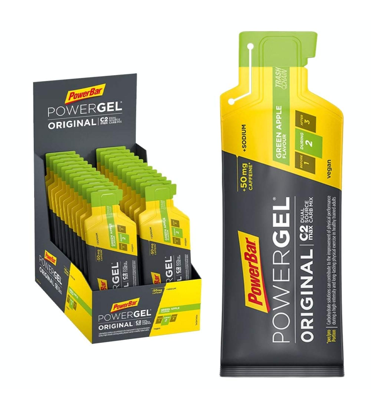 Powerbar Powergel Original Green Apple - 24x41g High Carb Energy Gel with C2Max & 50mg Caffeine - Best for Endurance Sports - Buy Online on GoSupps.com
