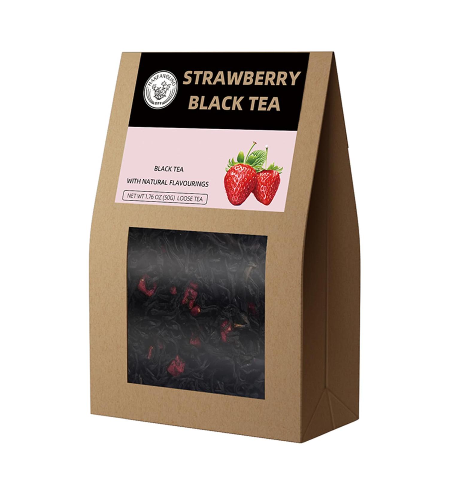 HANFANGLING Strawberry Black Tea 100% Natural Loose Leaf Blend Of Strawberry Fruit Flavor And Black Tea Aroma 1.76oz - Buy Online on GoSupps.com