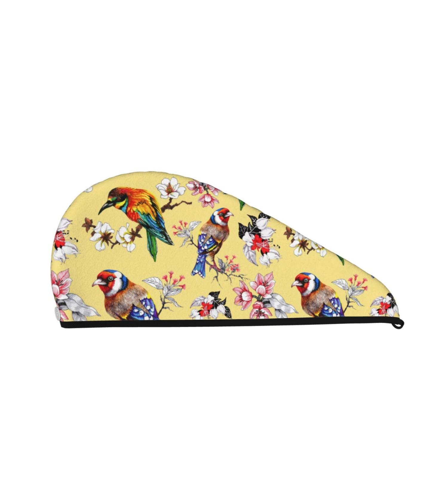 Super Absorbent Microfiber Hair Towel Wrap - Beautiful Birds & Flowers Design for Long Curly & Thick Hair | Quick Dry Coral Velvet for Women - Buy Online on GoSupps.com