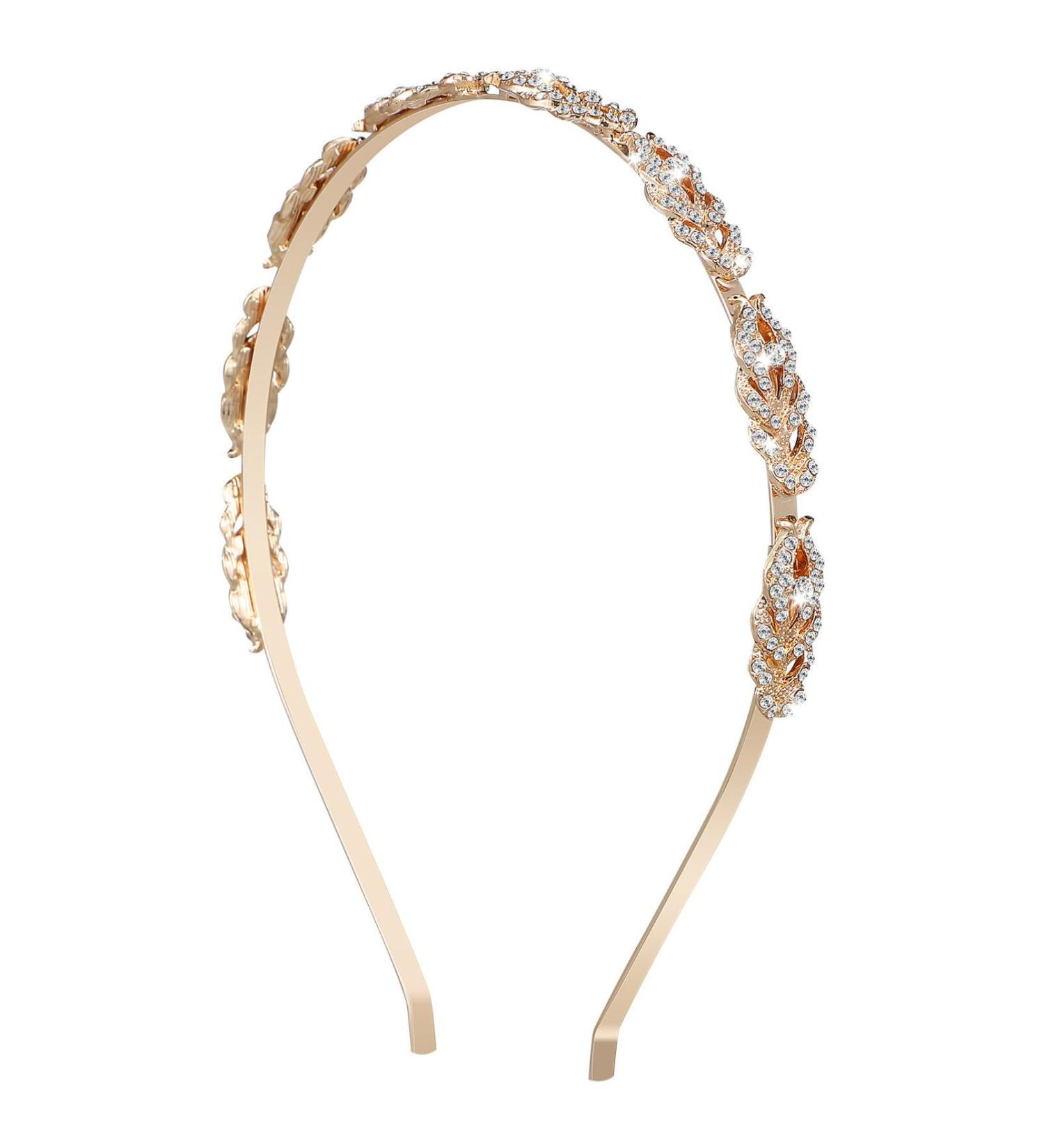 WRITWAA 1Pc Crystal Rhinestone Headband Alloy Glitter Thin Head Band Hair Hoop Bridal Headpiece for Women Girls Hair Accessory Golden - Buy Online on GoSupps.com