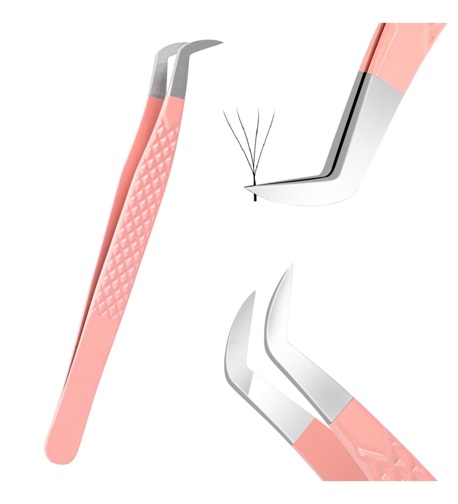 Lash Extension Nano Fiber Tip Tweezers - Professional Precision Pink Tweezers for Volume Lash Supplies - Buy Online on GoSupps.com