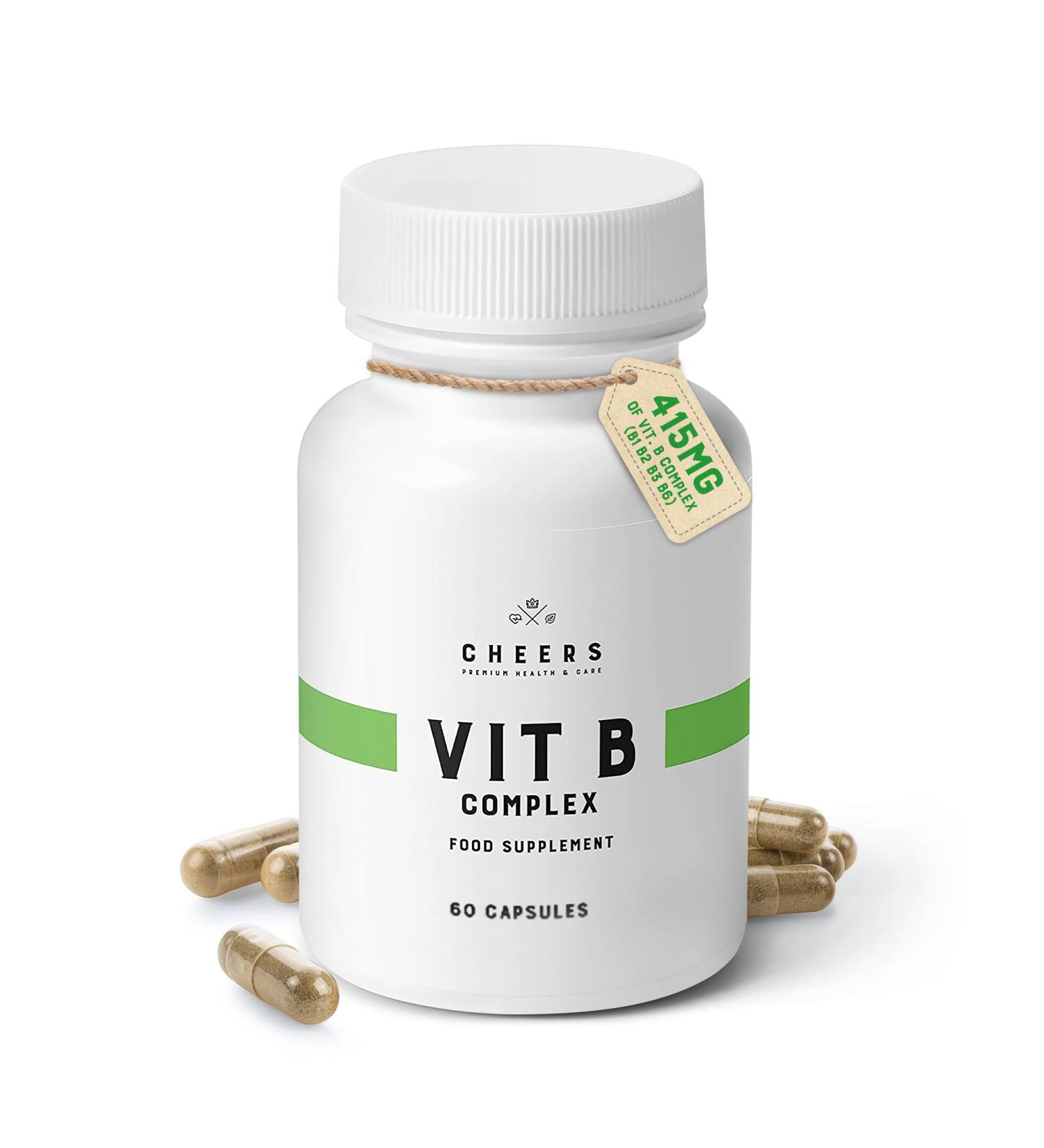 CHEERS Vitamin B Complex Supplement | 113.5mg Complete B Vitamins with B1 B2 B3 B6 B12 | High Absorption Vegan B Complex for Brain Nerve & Immune Support | Non-GMO DRcaps Plus | 60 Capsules
