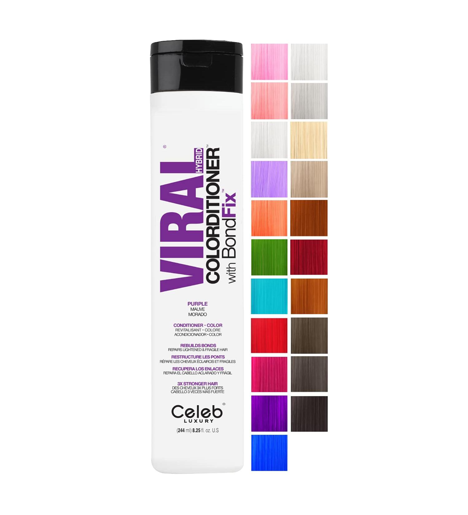 Celeb Luxury Colorwash Purple Colorditioner + Bondfix Bond Rebuilder - Vegan Semi Permanent Hair Color & Conditioner Mask - Buy Online on GoSupps.com