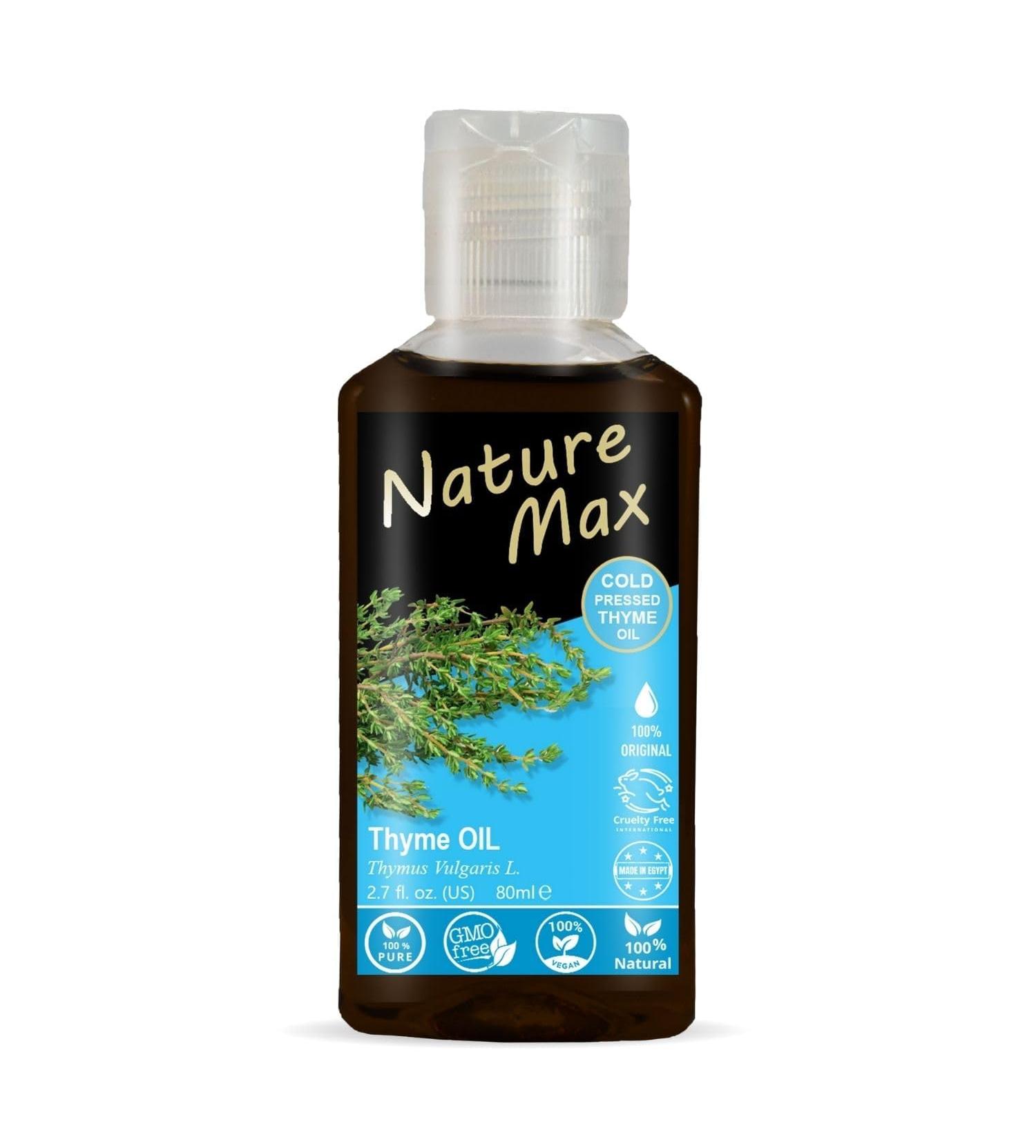 bonballoon Nature Max Thyme Oil Cold Pressed Natural Egyptian Premium Undiluted Pure Egypt Arabic For Hair Skin No Additives Non Gmo Kosher Halal (1 Pack 2.7 oz / 80 ml)  - Buy Online on GoSupps.com