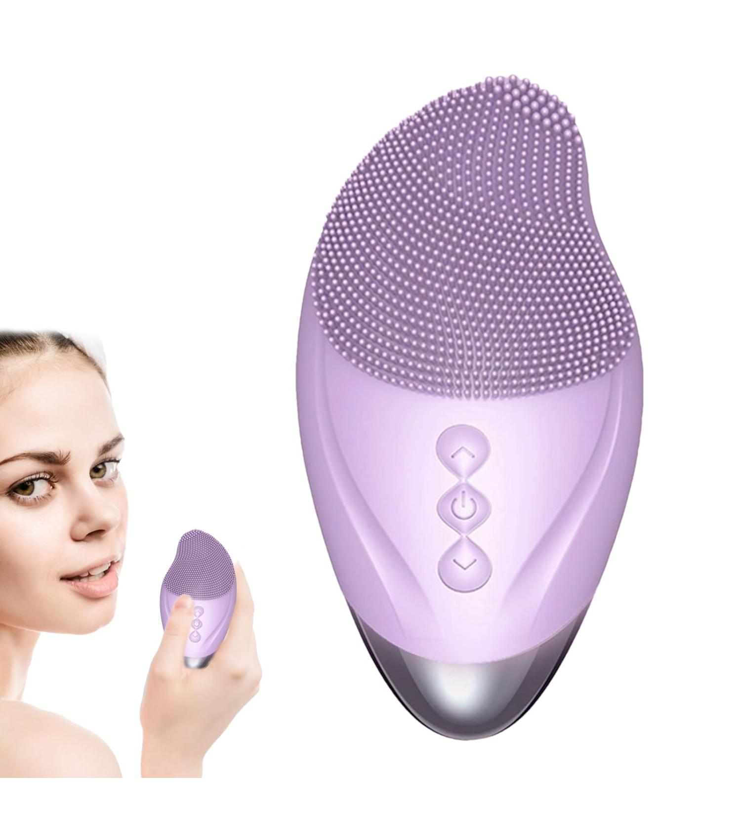 Face Cleansing Brush - Gentle Silicone Facial Brush Face Scrub Cleanser | Rechargeable Waterproof Vibrating Skincare Tools for Thorough Cleansing Exfoliation & Boosts Absorption Purple (English) - Buy Online on GoSupps.com