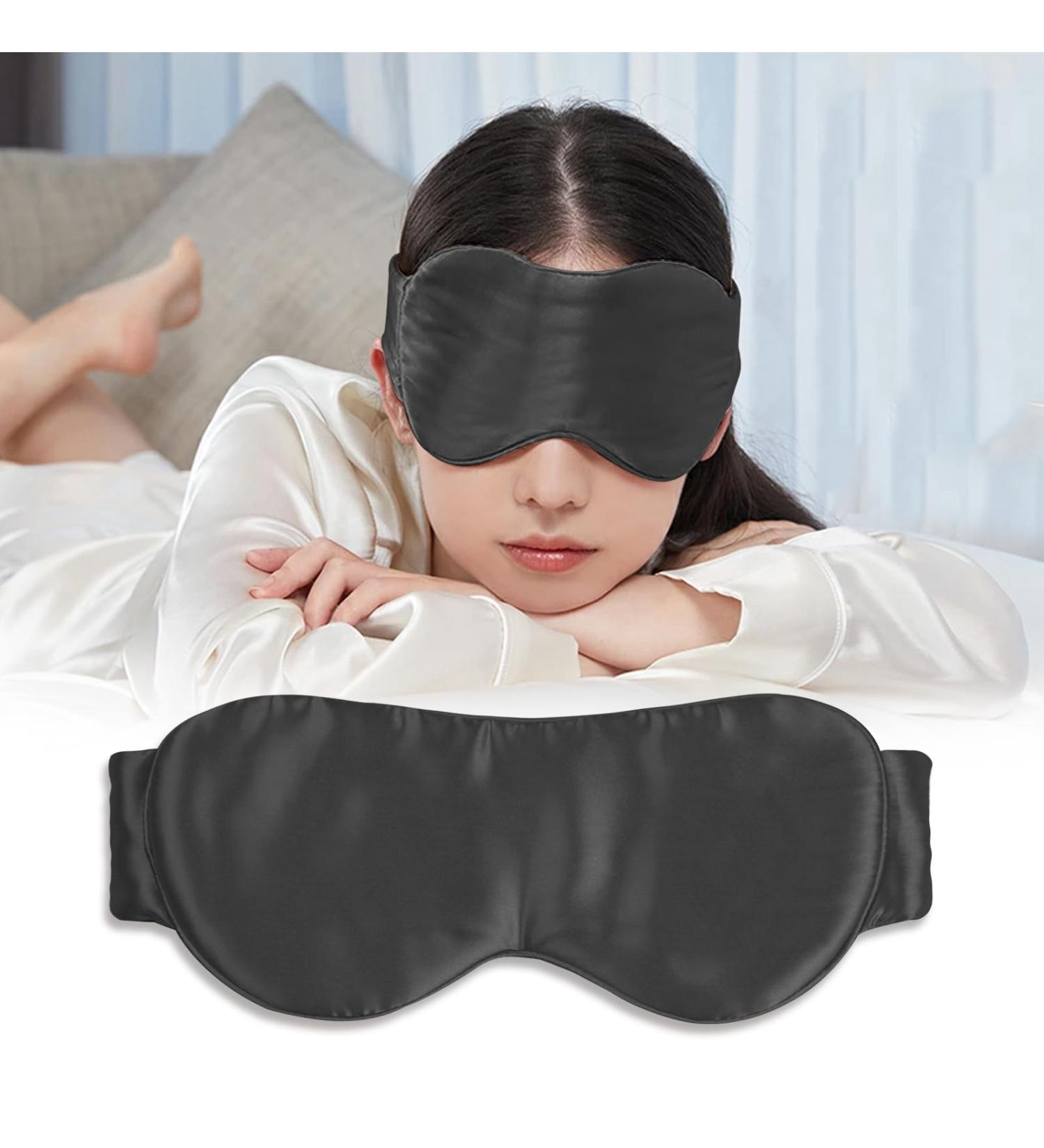 100% Mulberry Silk Eye Mask for Sleeping | Adjustable Face-Hugging Silk Sleep Mask for Men & Women - Forged Iron Color - Buy Online on GoSupps.com