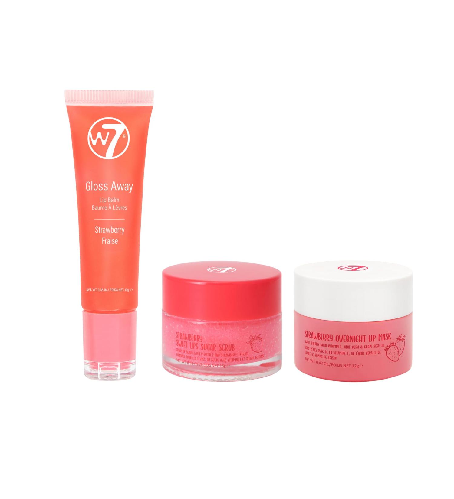 W7 Sweet Dreams Lip Care Trio - 3 Piece Set - Overnight Lip Mask Lip Balm & Lip Scrub - Strawberry 1 count (Pack of 3) Strawberry - Buy Online on GoSupps.com