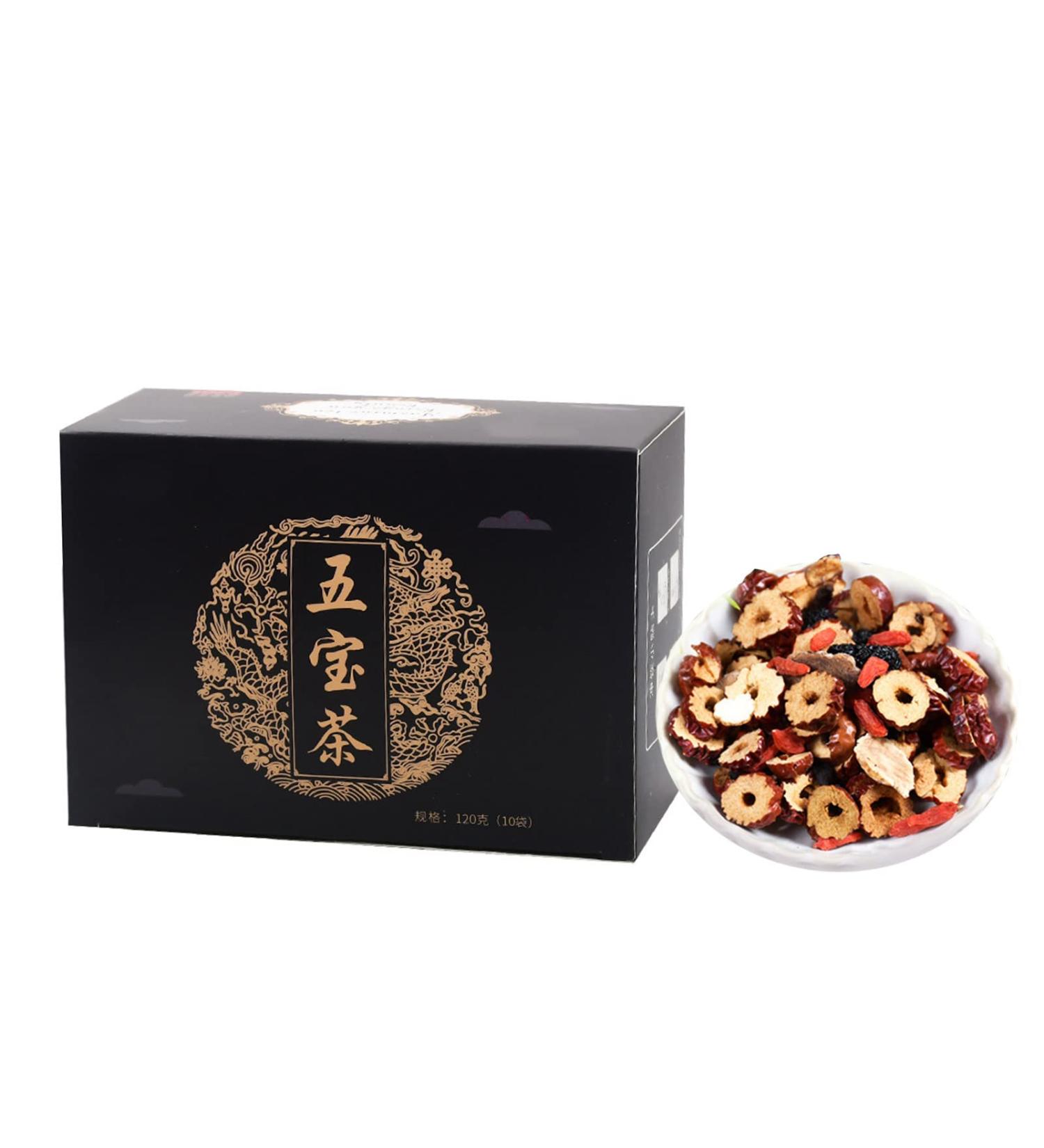  Gavigain Five Treasures Tea Natural Organic Flower Tea Additive-Free Green Food Herbal Tea Long-Lasting Kidney Nourishment Late Night Tonic Health Care Tea 150g - Buy Online on GoSupps.com