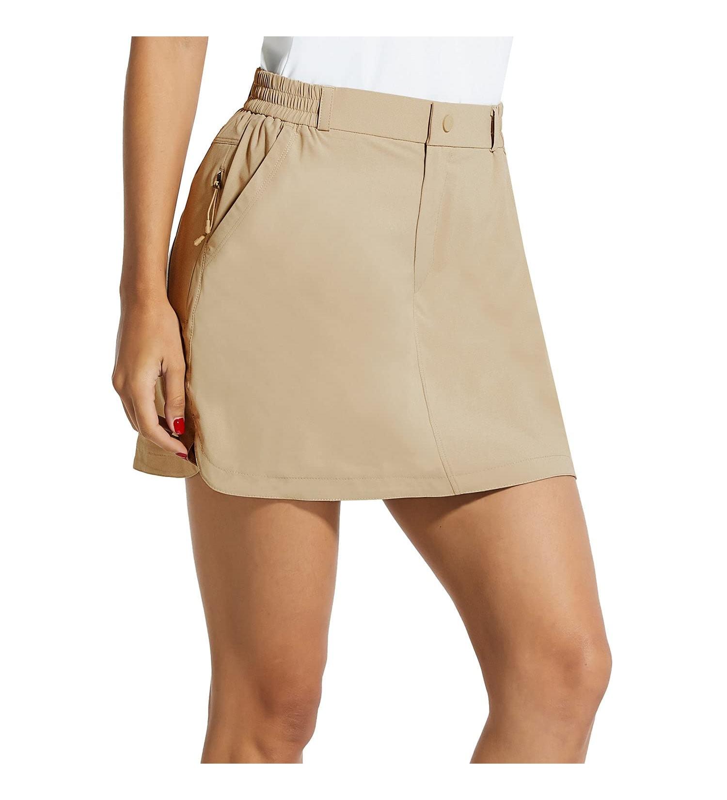 BALEAF Women's 18 Casual Golf Skorts with Pockets - X-Large Khaki | Quick Dry Summer Skirts - Buy Online on GoSupps.com