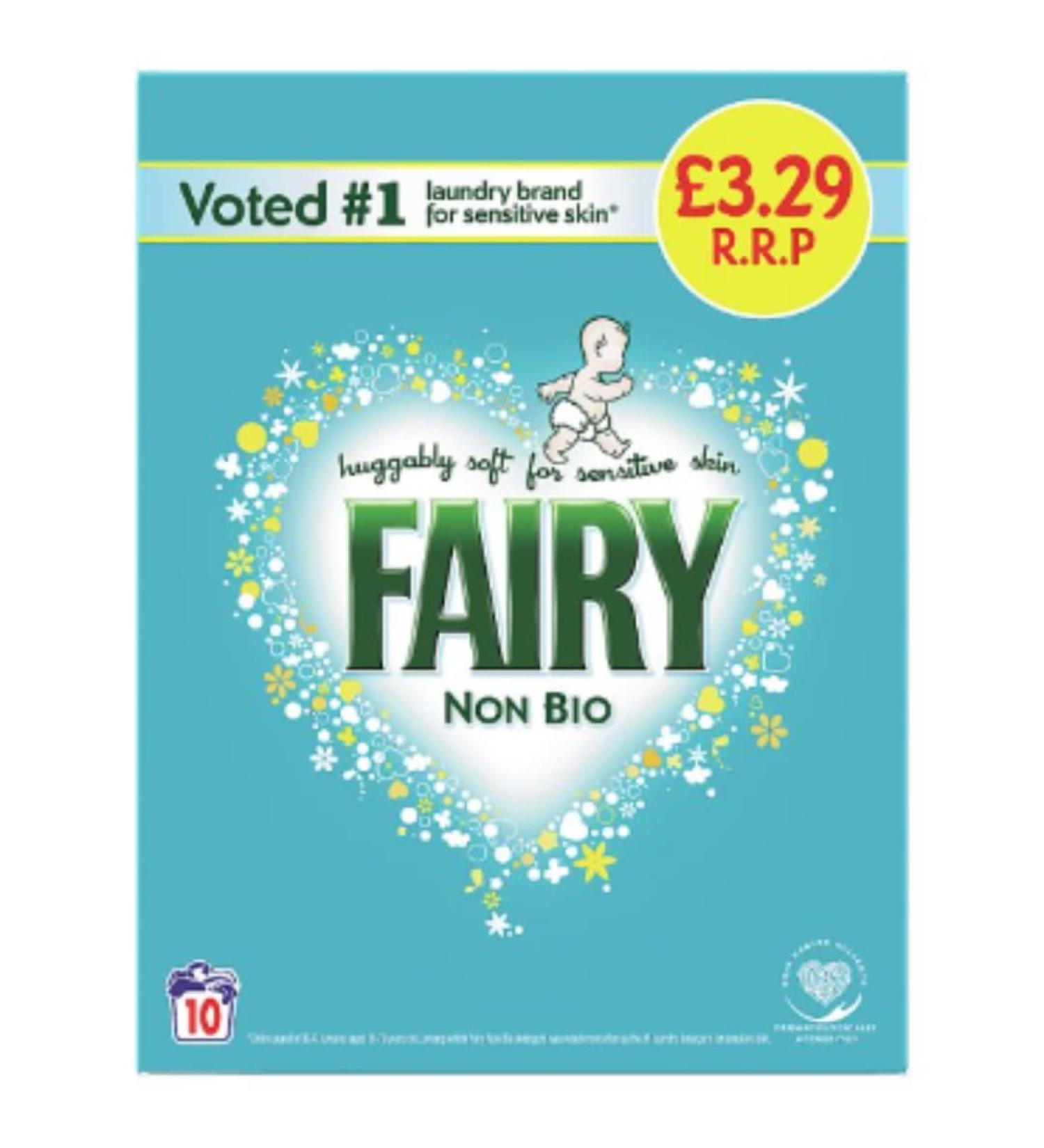 Fairy Non Bio Washing Powder 650g 10 Washes Voted #1 for Sensitive Skin x Case of 6