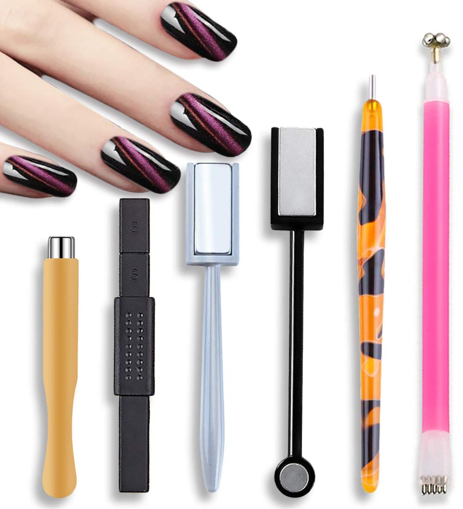 Buy SILPECWEE 6Pcs Cat Eye Magnetic Nail Design Kit - Innovative Nail Art Tools for Manicure & Accessories - Buy Online on GoSupps.com