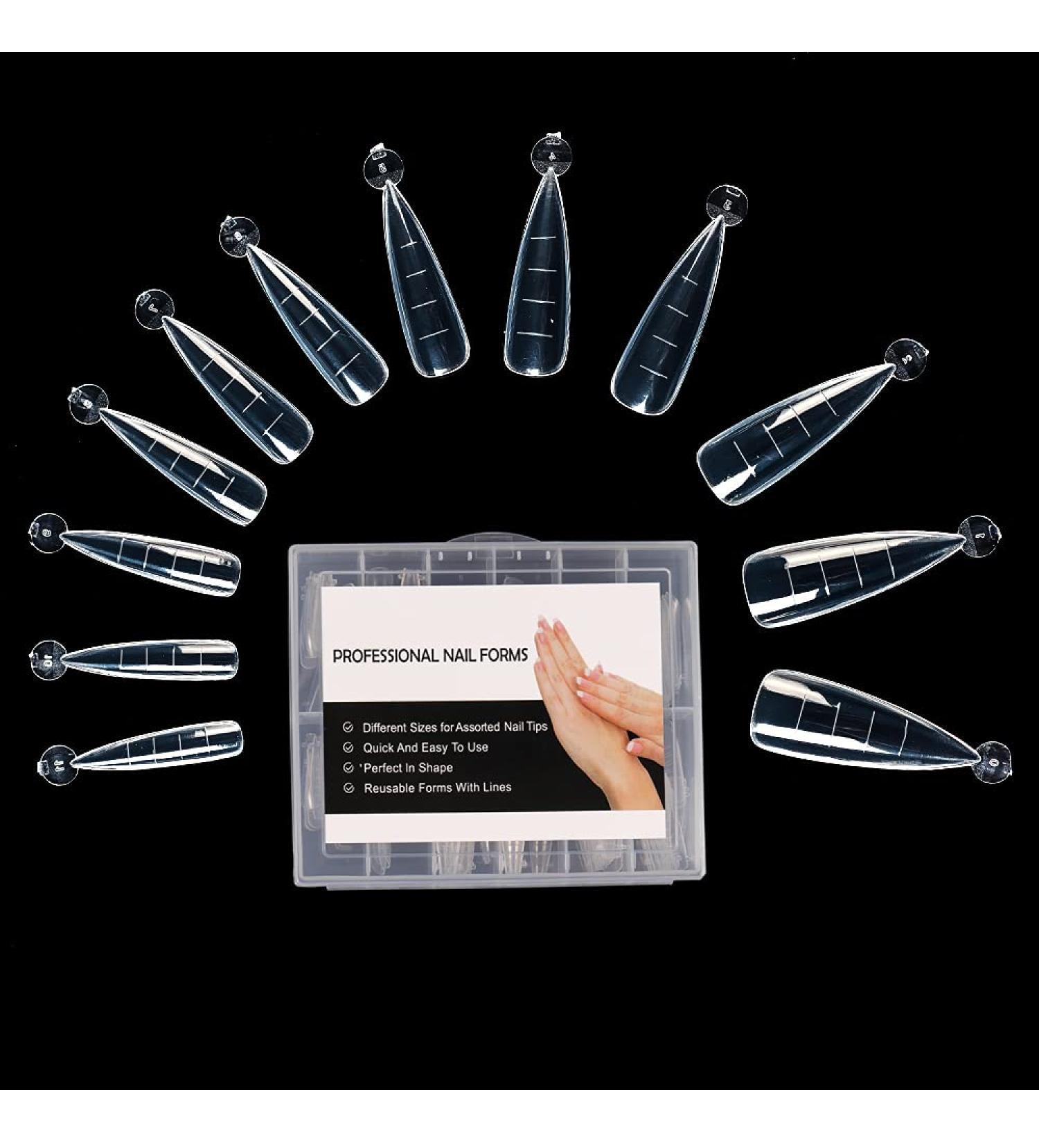 BNG Dual Nail Forms 120 Pcs Stiletto Gel Builder - Professional Salon Quality Full Cover Acrylic & Polymer Nails Extension Mold - Buy Online on GoSupps.com