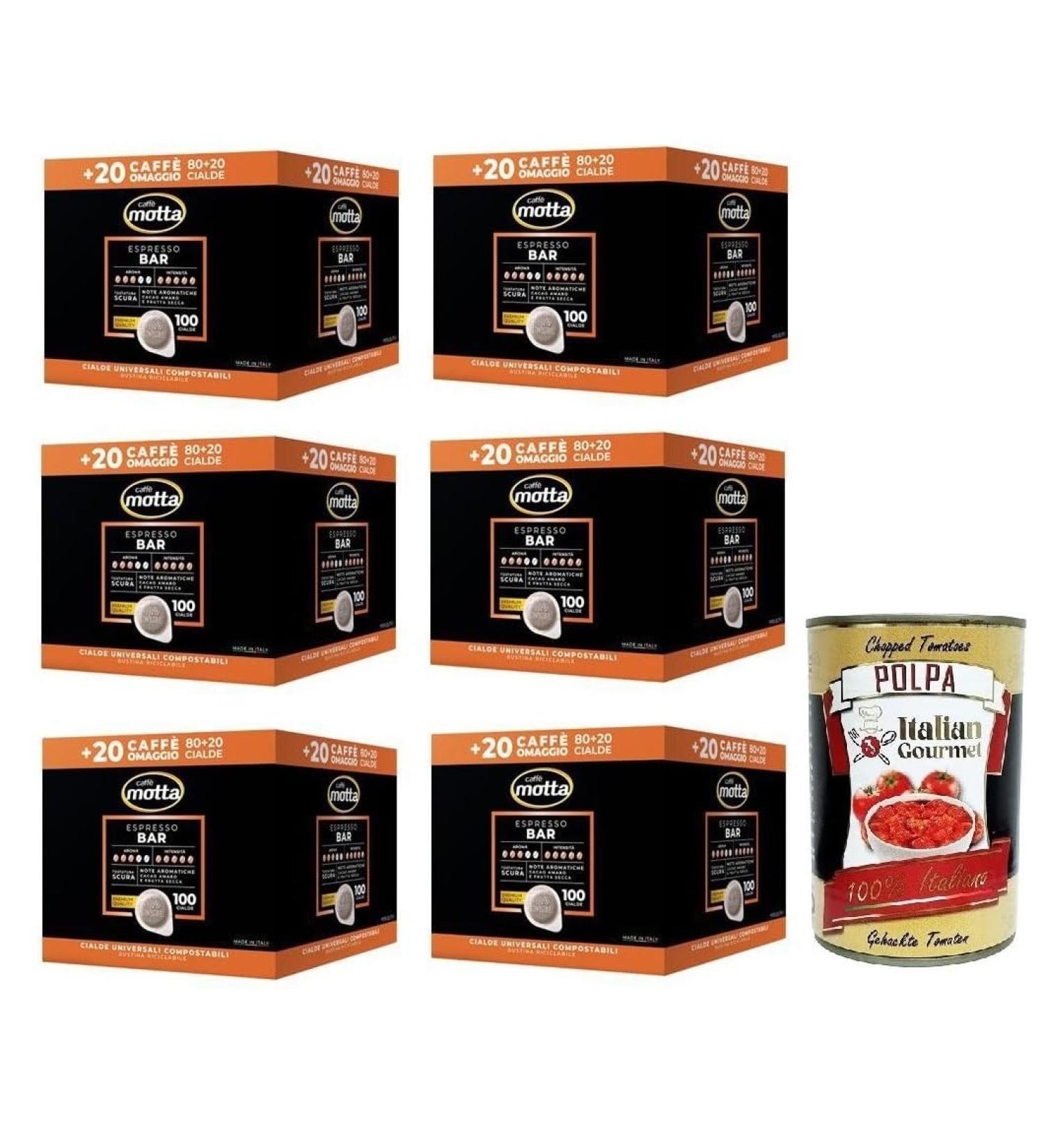  Italian Gourmet E.R. Caff Motta Espresso Bar Cialde Pack of 80 + 20 Universal Compostable Coffee Pods + Italian Gourmet Polpa di Pomodoro 400g - Buy Online on GoSupps.com