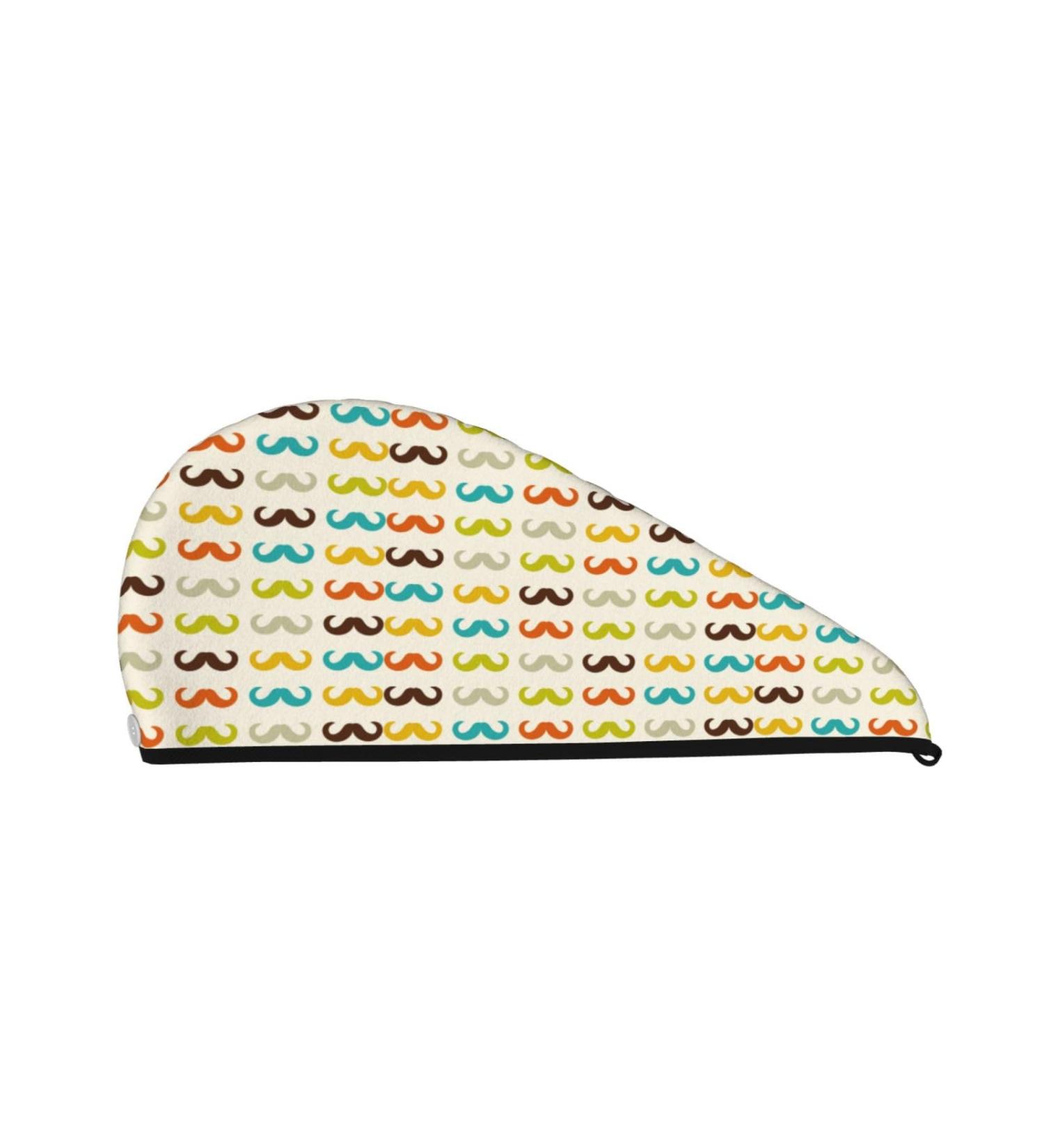 Shop High-Quality Hair Towel Wrap - Quick Drying Towel Turban with Button | Colorful Mustache Design - International Shipping - Buy Online on GoSupps.com