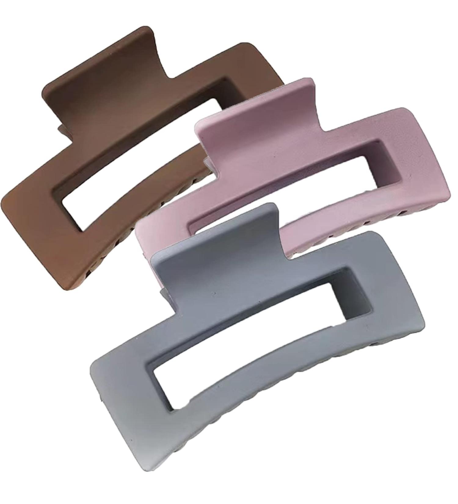 French Design Claw Clips for Thick Hair - Sturdy and Stylish Hair Accessories for Women and Girls (Gray/Brown/Purple) - Buy Online on GoSupps.com