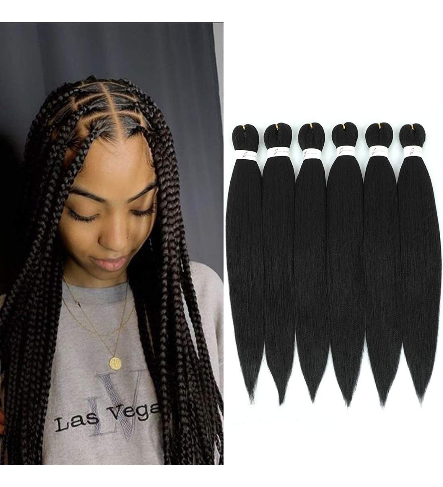 Pre-stretched Braiding Hair 26 inch 6 Packs Professional Synthetic Fiber Crochet EZ Braids Yaki Texture Braiding Hair Extensions 26 Inch (Pack of 6) 1B - Buy Online on GoSupps.com