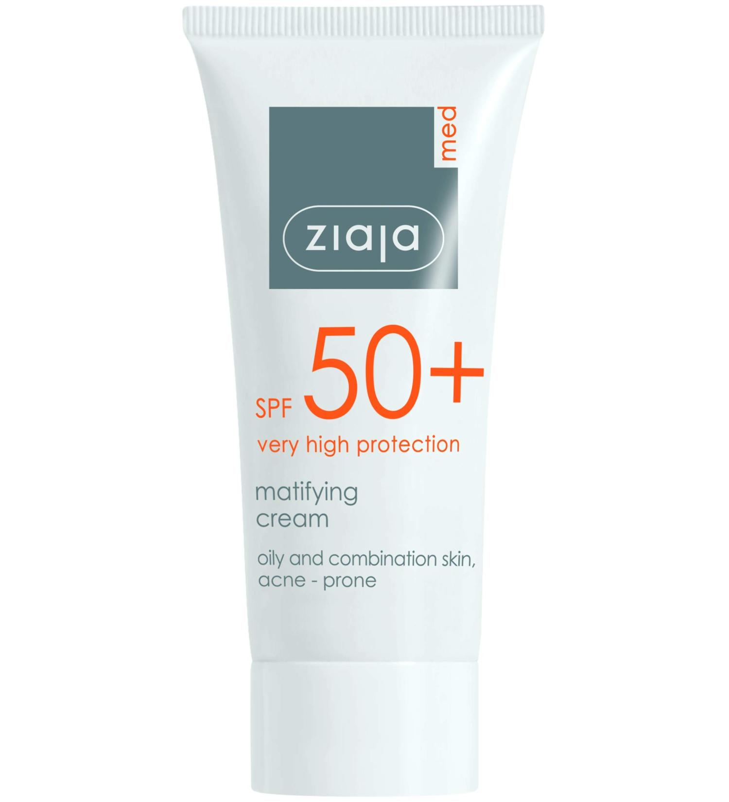 Ziaja Med Spf 50+ Matifying Cream/Oily & Combination Skin Acne Prone 50Ml