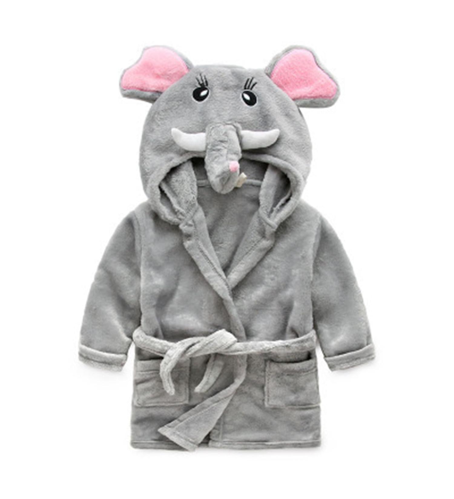 Feiliandajj Unisex Baby Toddler Fleece Bathrobe - Cute Animal Ears Soft Hooded Bath Coat for Boys & Girls (1-6 Years) - Dark Gray - Buy Online on GoSupps.com