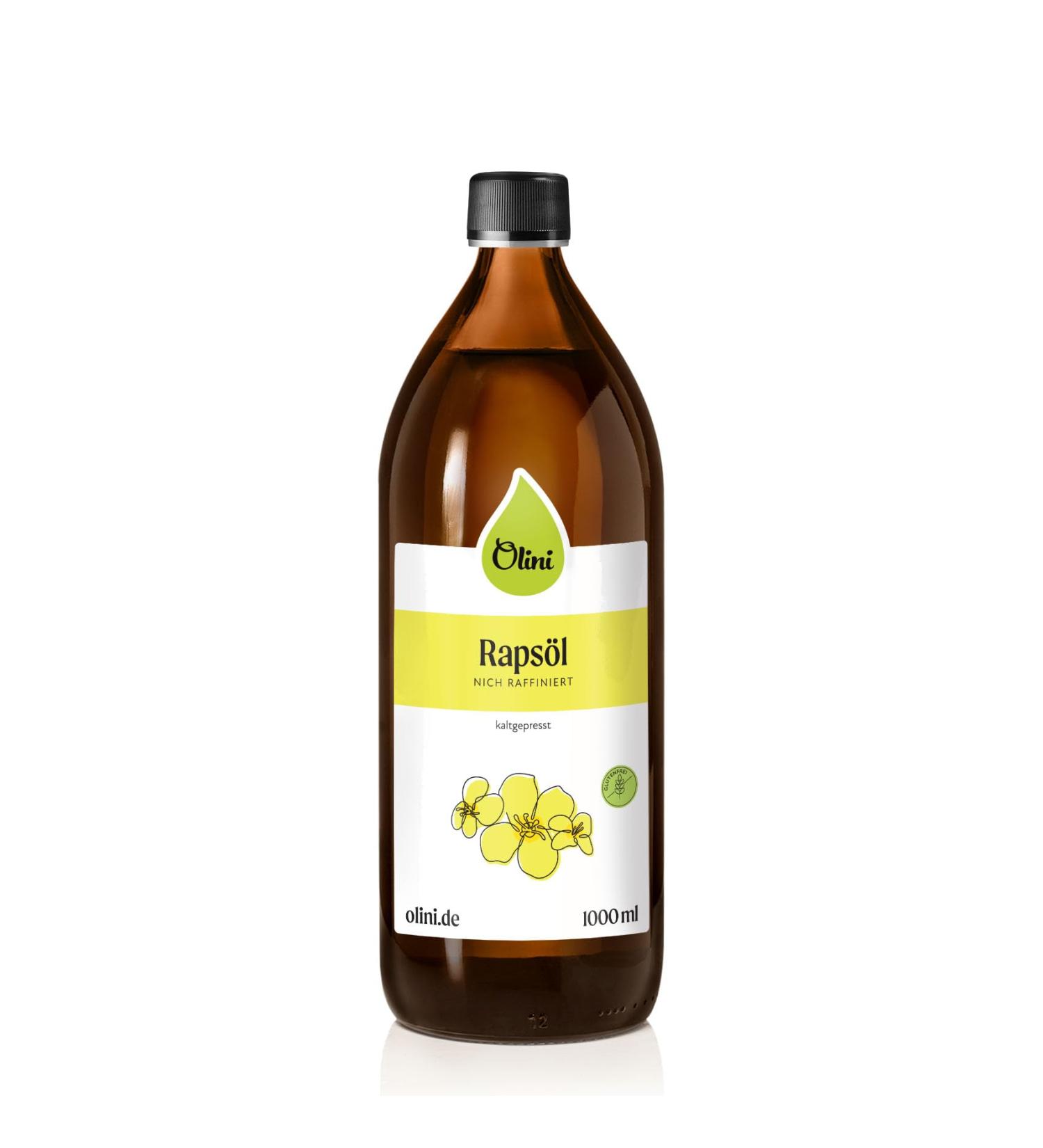Organic Olini Rapeseed Oil 1L - Cold-Pressed Untreated Vegan Gluten-Free - Fresh from the Manufacturer - Buy Online on GoSupps.com