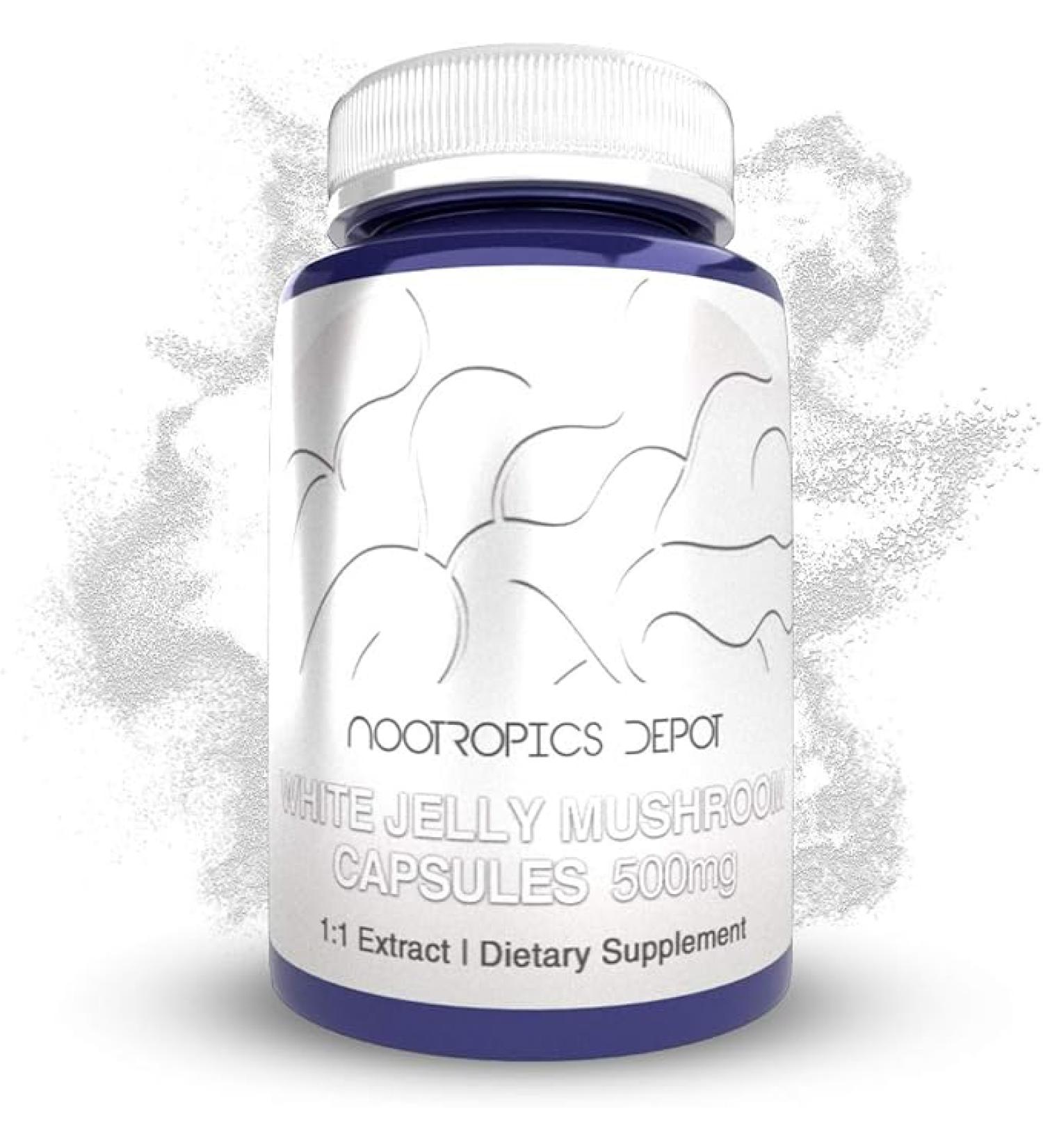 Nootropics Depot White Jelly Mushroom Capsules | 500mg | 60 Count | Tremella fuciformis - Buy Online on GoSupps.com