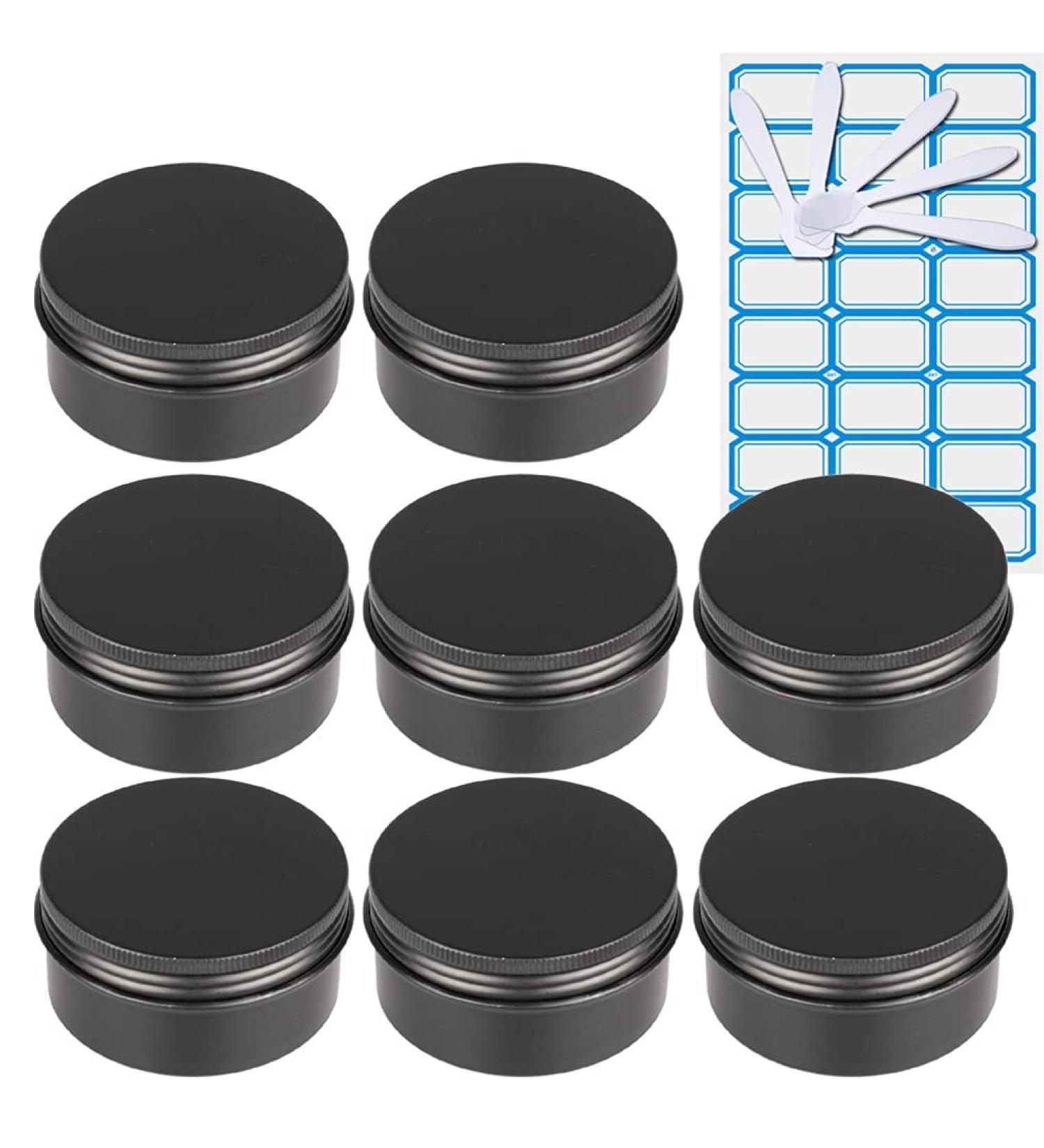 Zeoabsy 10-Piece 80ml Matt Black Aluminum Jars for Cosmetics | Empty Cream Containers with Screw Lids & Spatulas - Perfect for Ointments & Candles - Buy Online on GoSupps.com