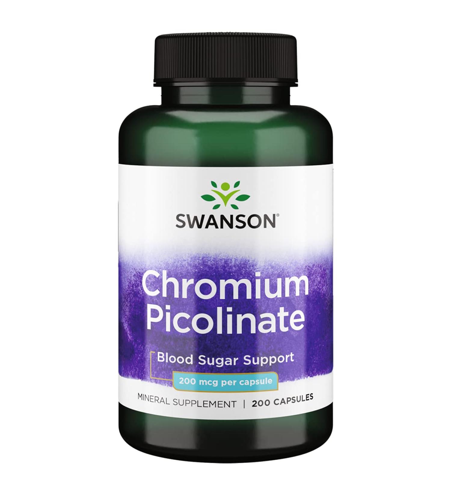 Swanson Chromium Picolinate 200mcg - Metabolism & Weight Management Support - Healthy Blood Sugar Levels - 200 Capsules - Buy Online on GoSupps.com