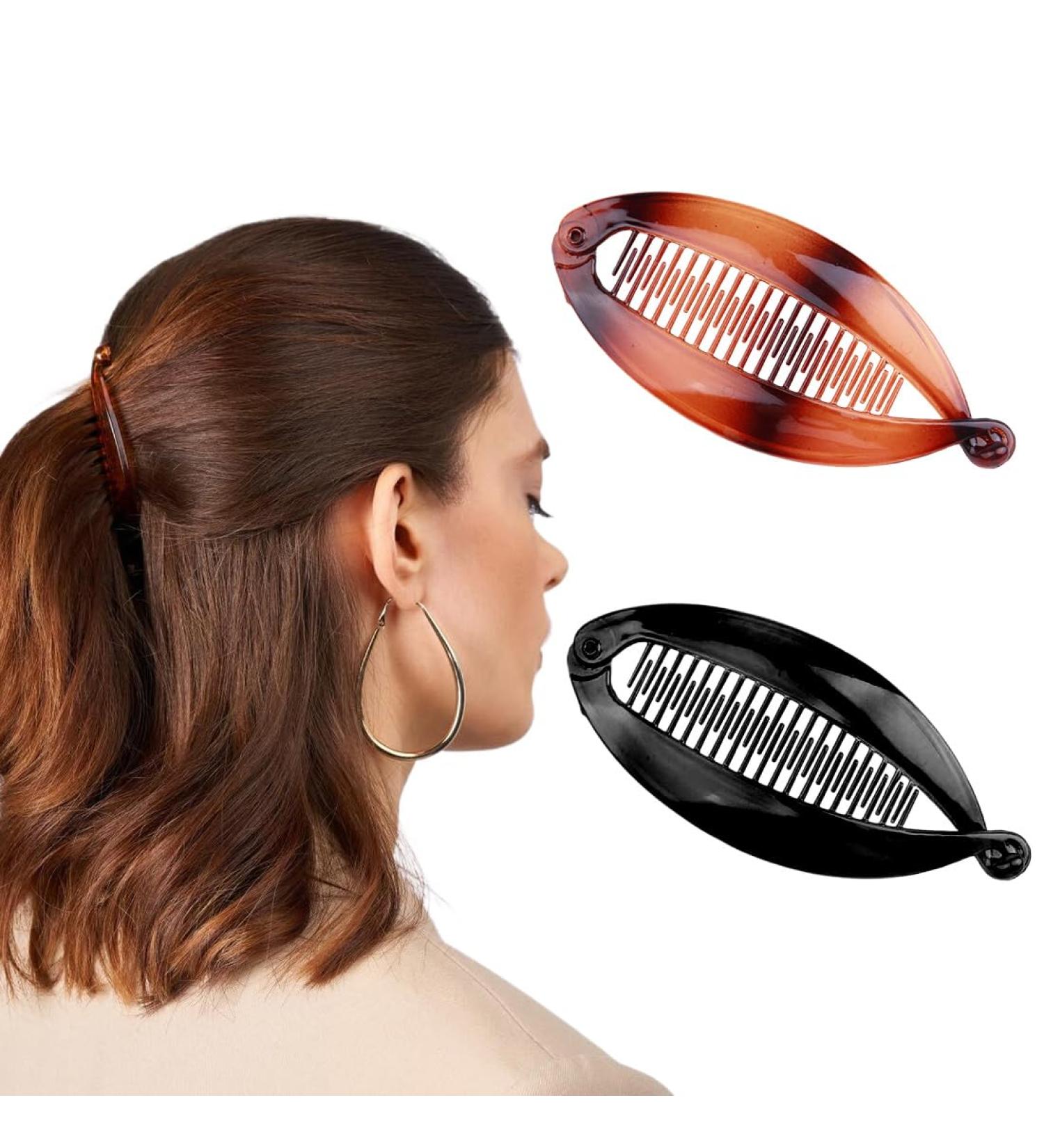 WKRTDY Set of 2 Vintage Fish Tail Banana Clips - Ideal for Long Straight or Curly Hair - French Clip for Ponytail and Easy to Use - Retro Hair Accessories - Buy Online on GoSupps.com