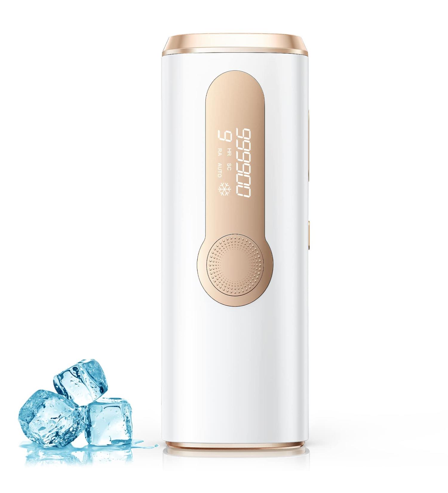 AMOTAOS IPL Laser Hair Removal Device - At-Home Ice-Cooling Safe Epilator for Women & Men | Effective Hair Removal for Face Armpits Arms Bikini Line Legs Whole Body - White-Gold - Buy Online on GoSupps.com