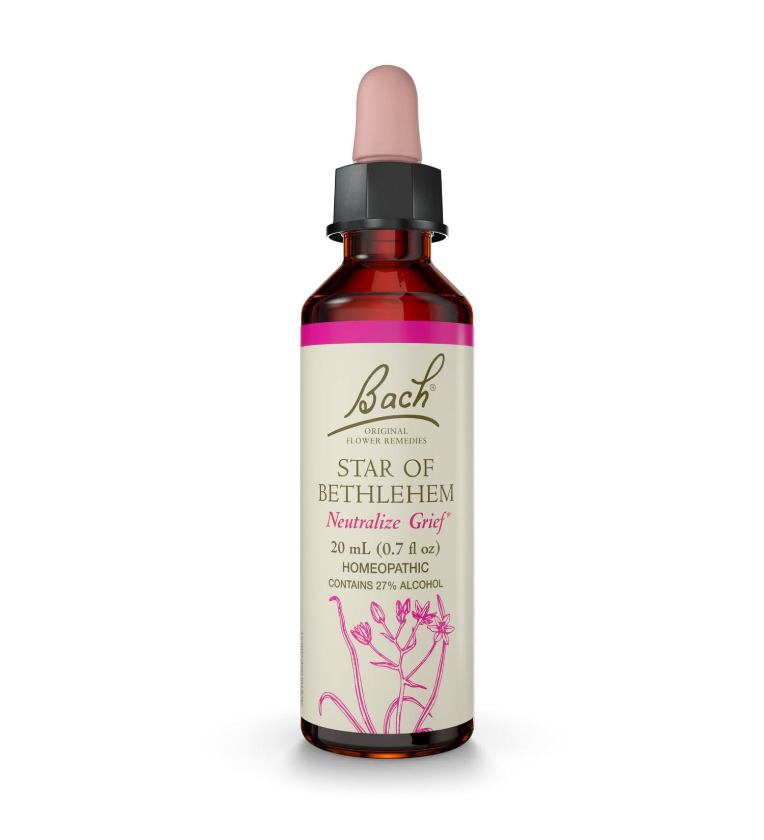 Bach Original Flower Remedies Star of Bethlehem - Neutralize Grief - Natural Homeopathic Flower Essence for Emotional Balance - Vegan Gluten Free Sugar Free - 20mL Dropper - Buy Online on GoSupps.com