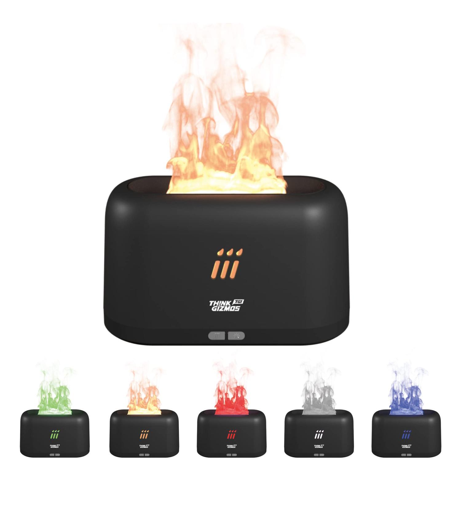 Think Gizmos Color Changing Flame Effect Humidifier - Ultra Quiet, Auto Shut-Off - Ideal for Home, Office, Yoga, Spa - 10 Hours Run Time (Black) - Buy Online on GoSupps.com
