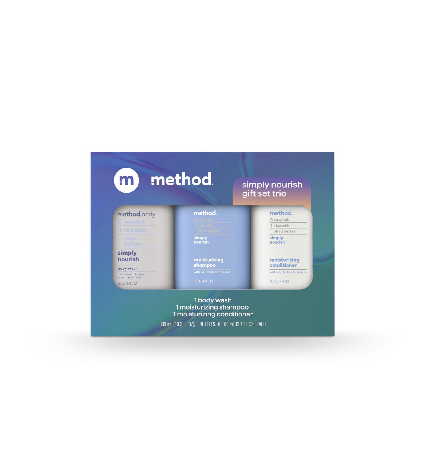 Method Body Wash and Hair Care Gift Set Simply Nourish 3.4 oz Travel Size Bottles - Buy Online on GoSupps.com