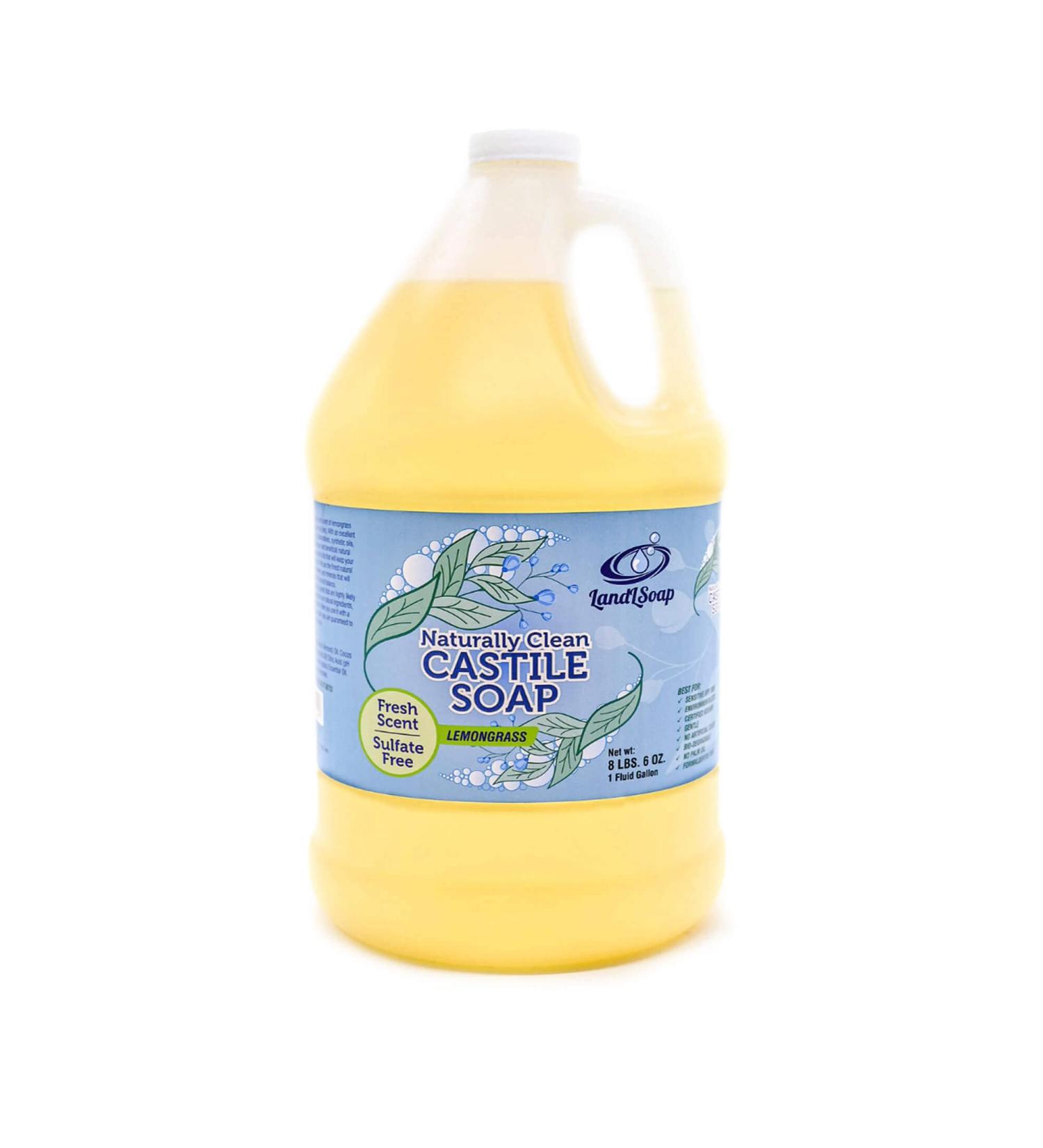 Lemongrass Pure Castile Liquid Soap - Vegan Non-GMO All Skin Types 1 Gallon - Face Hand & Body Wash - Buy Online on GoSupps.com