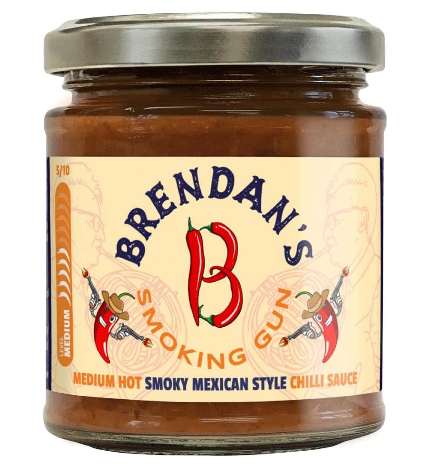 Brendan's - Smoking Gun Chilli Sauce - Smoky Mexican Style - Spicy Level: Medium (5/10) 180g Jar