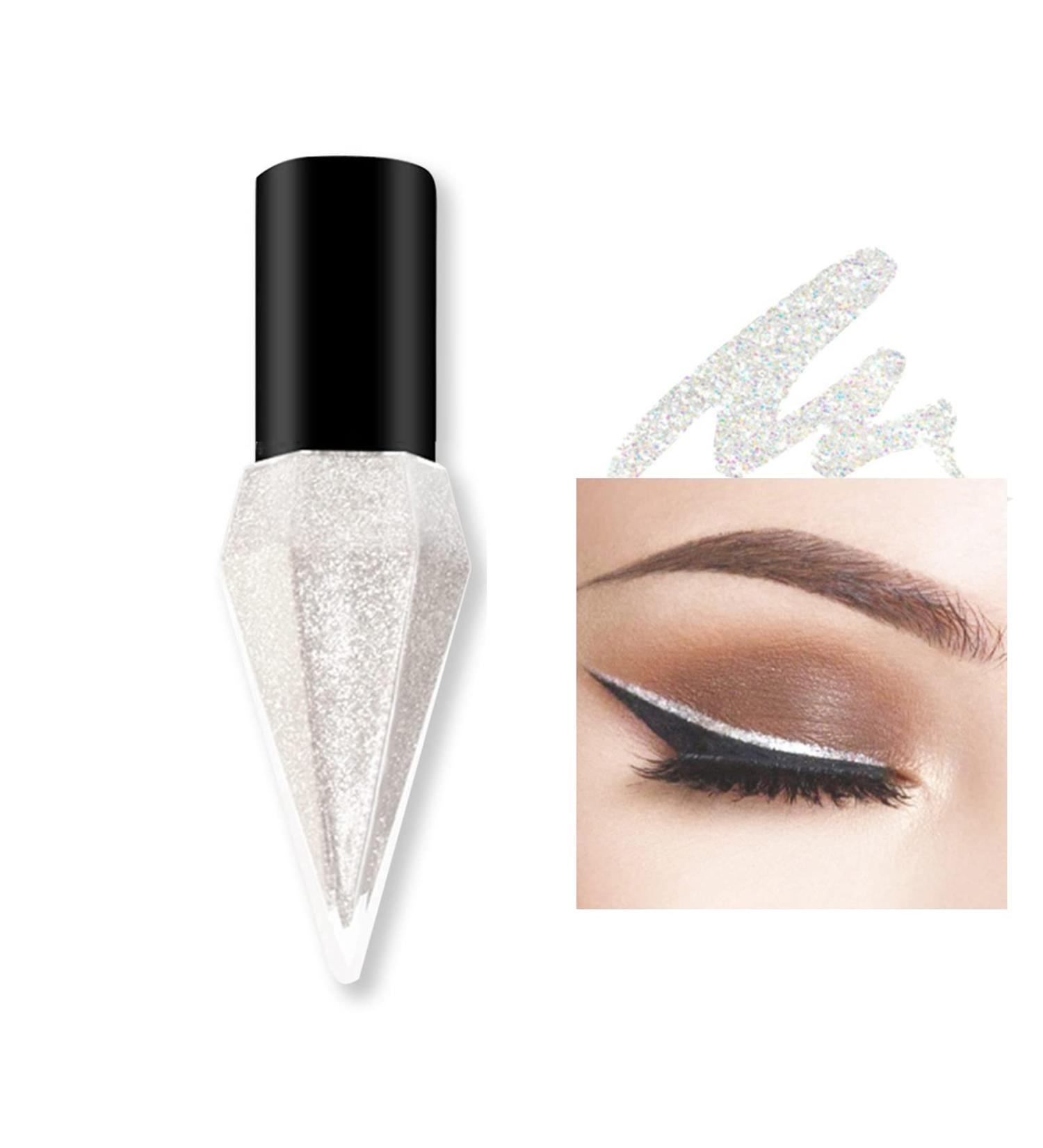 Rosarden Liquid Glitter Eyeliner - Metallic White Diamond - Waterproof, Long Lasting & High Pigmented - Sparkle Eyeshadow for Eye Makeup - Buy Online on GoSupps.com