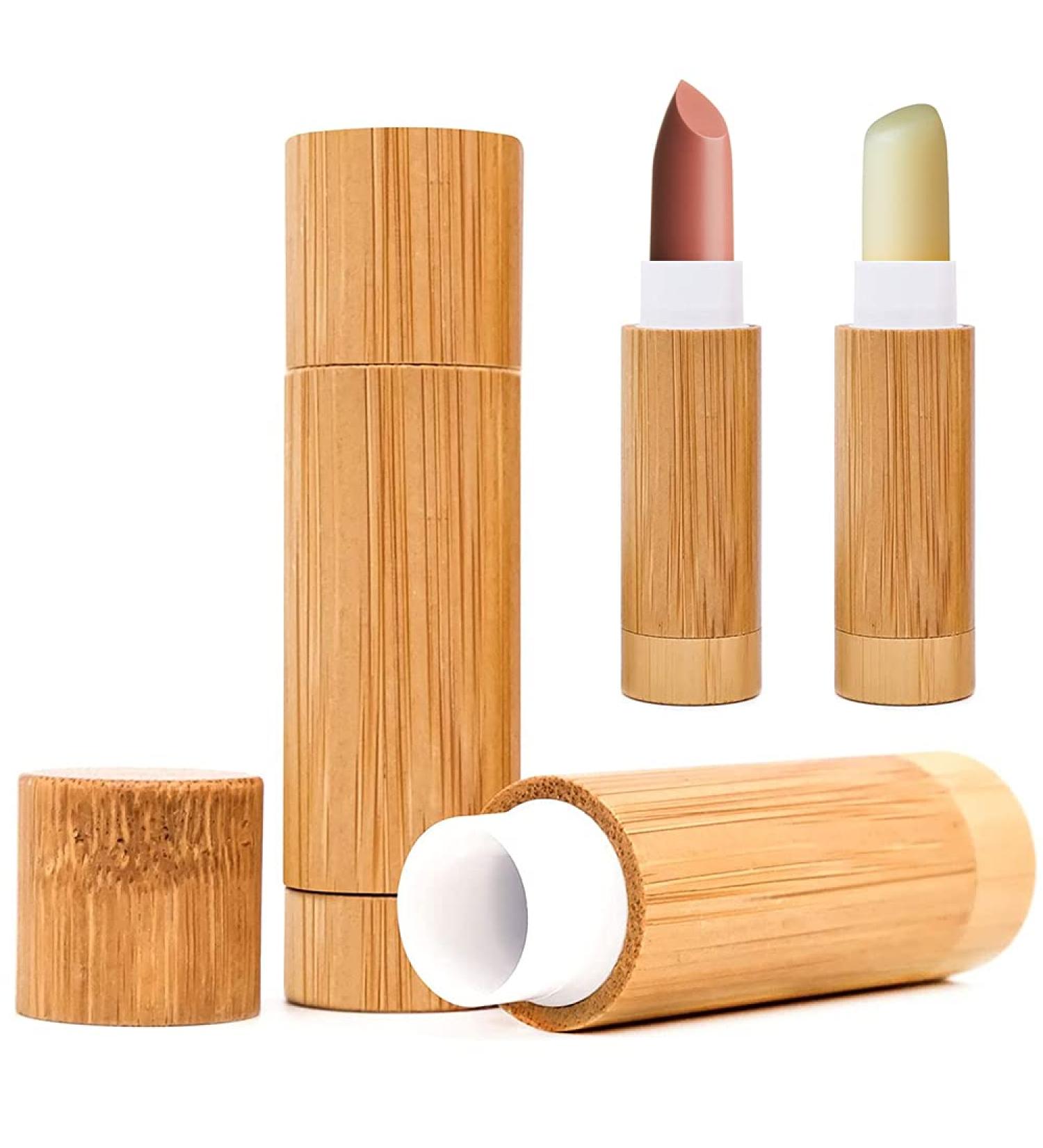 Buy 4 Refillable Bamboo Lipstick Tubes - Eco-Friendly Containers for DIY Lip Balm & Care Cream - Buy Online on GoSupps.com