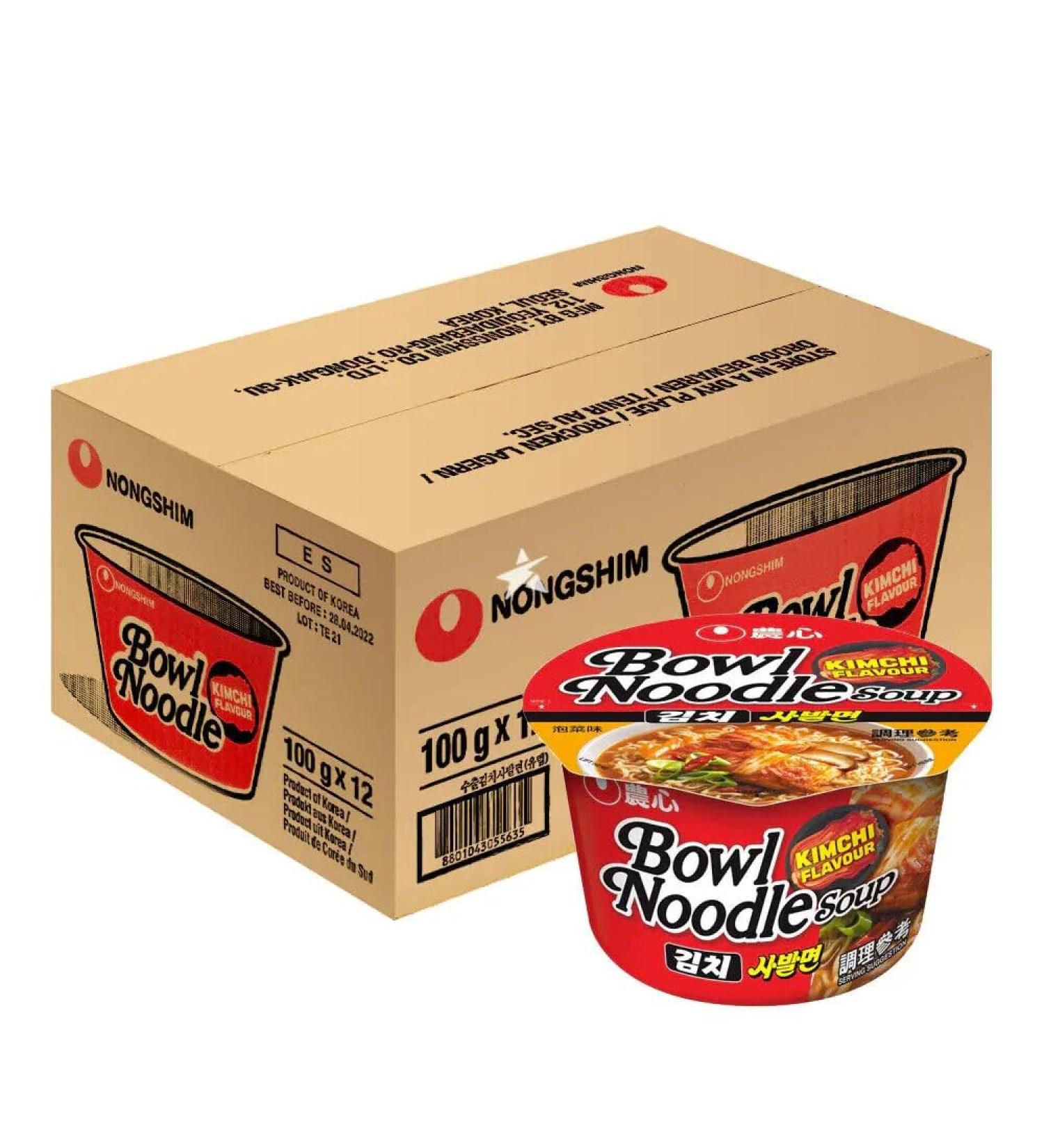 Nongshim Korean Big Bowl Noodle Kimchi Flavour Ramen 100g (12 Bowls)