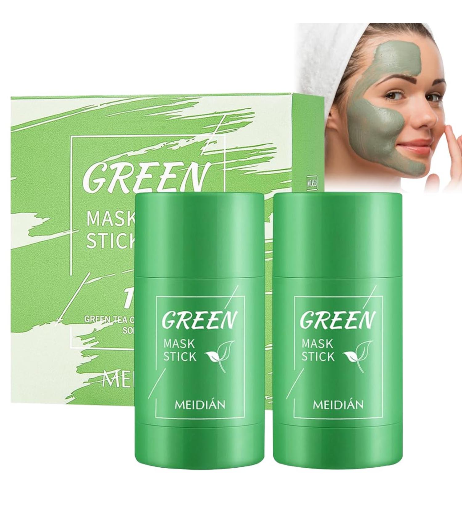 VoH Trade Green Green Tea 2 pieces Green Mask Stick cleansing mask stick clay stick deep cleansing smearing mask control oil for moisturizing nourishing skin reducing blackheads - Buy Online on GoSupps.com