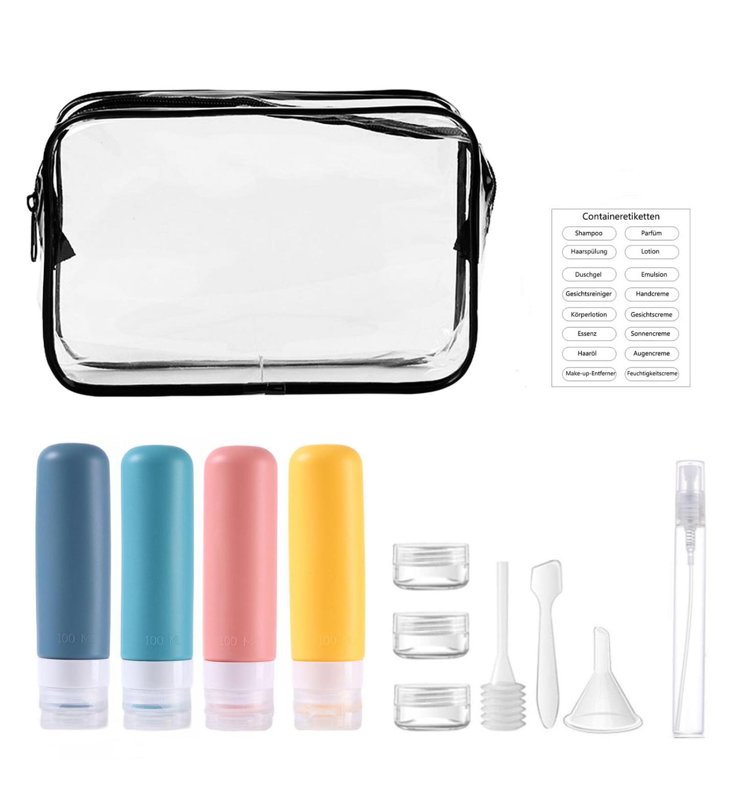 MORICOH Toiletry Bag with Travel Bottle Set Travel Bottle Set (100 ml) Airport Compliant Bag Travel Accessories Black (black B) MORICOH - Buy Online on GoSupps.com