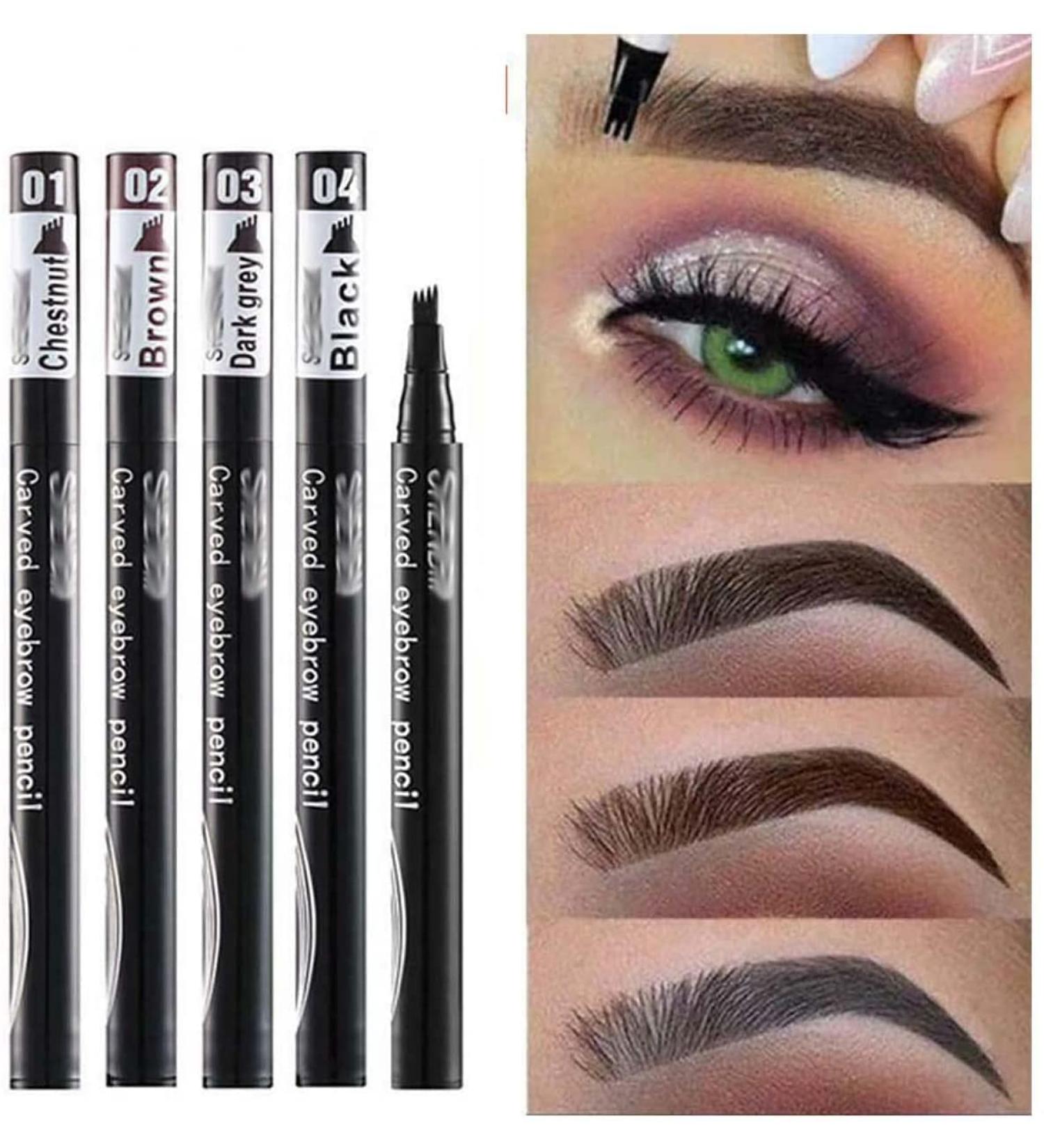 1 stylo encre liquide de tatouage tanche 4 fourchettes crayon sourcils crayon sourcils microblading avec un micro cr e des sourcils naturels sans effort (marron) - Buy Online on GoSupps.com