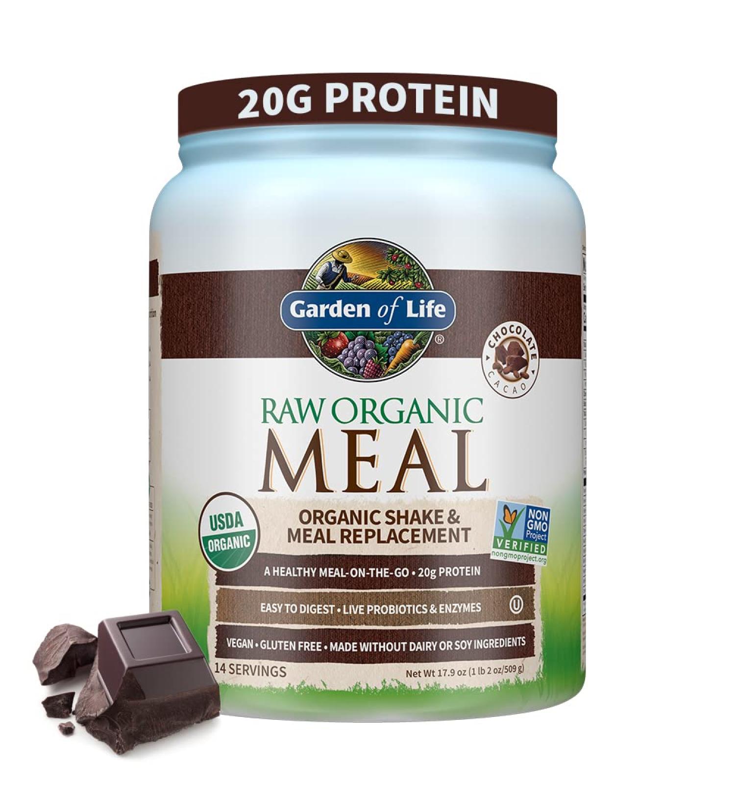 Buy Garden of Life RAW Organic Meal Shake - Chocolate Cacao 17.9 oz | Meal Replacement - Buy Online on GoSupps.com