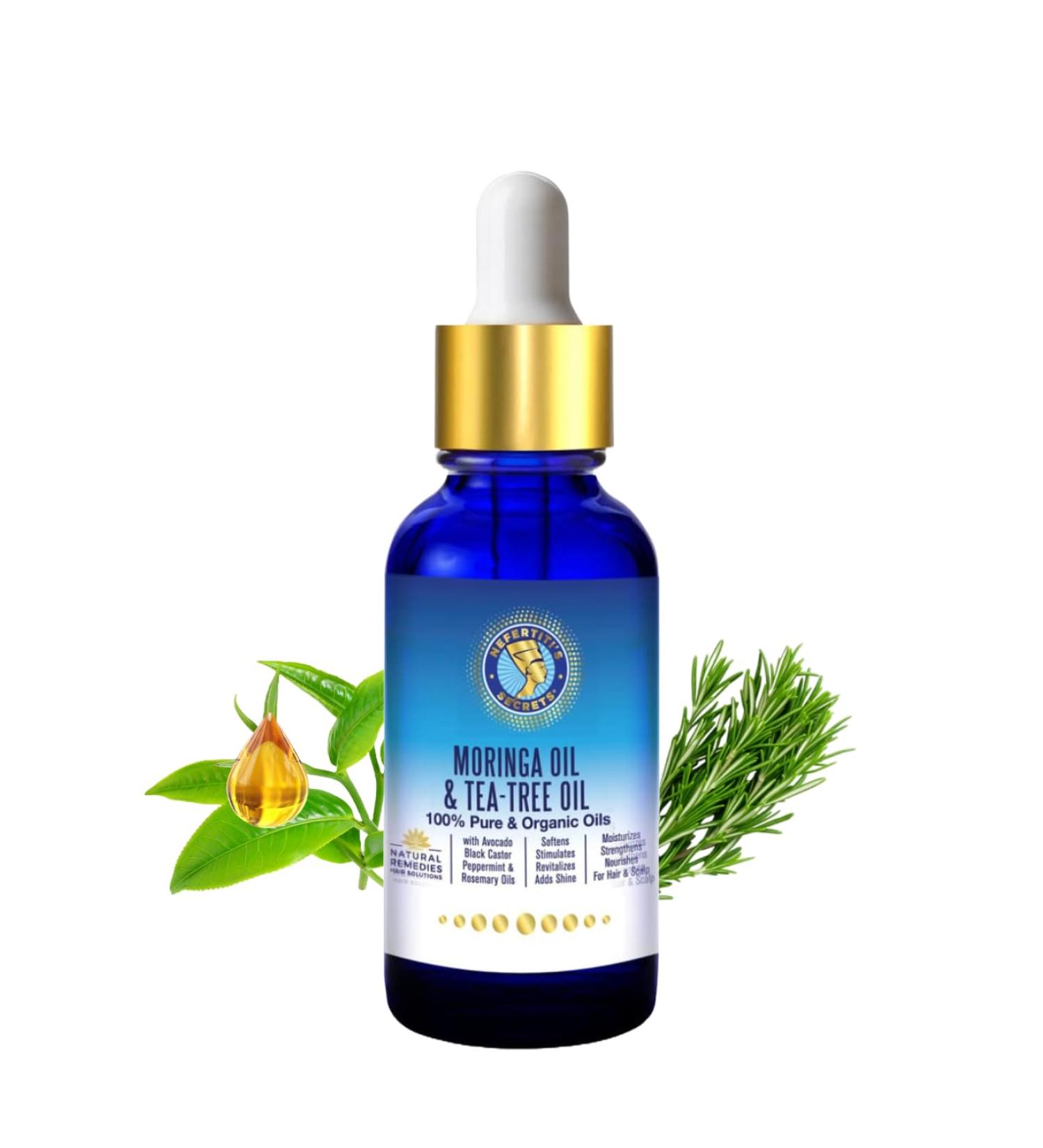 Nefertiti's Secrets Natural Moringa & Tea Tree Oil - 100% Pure for Hair & Scalp Revitalization - Relaxation & Skin Therapy - 2 Oz / 60 mL - Buy Online on GoSupps.com