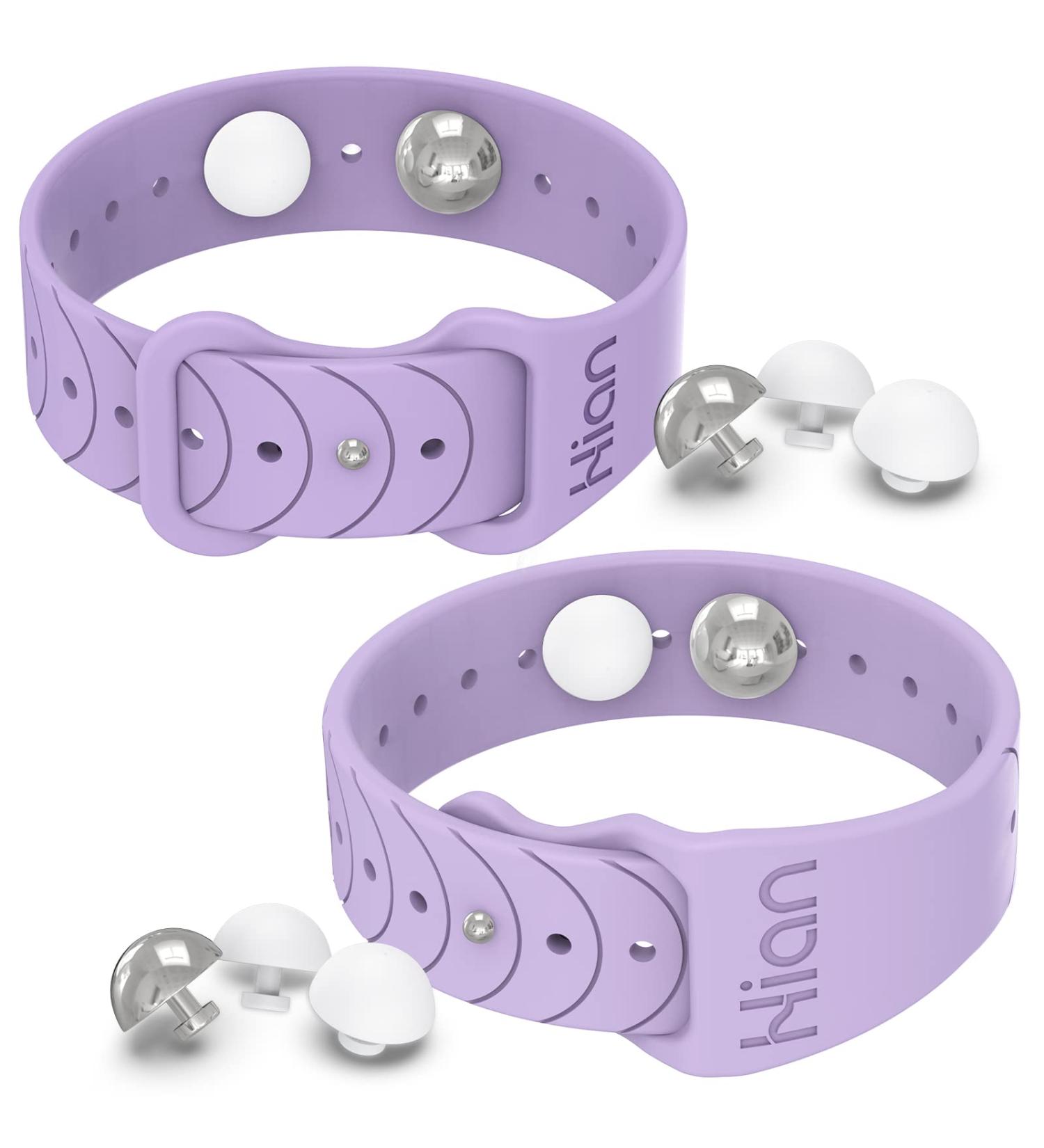 Travel Acupressure Bracelets for Nausea Relief - Purple Pair for Morning Sickness Seasickness & Motion Sickness - Buy Online on GoSupps.com