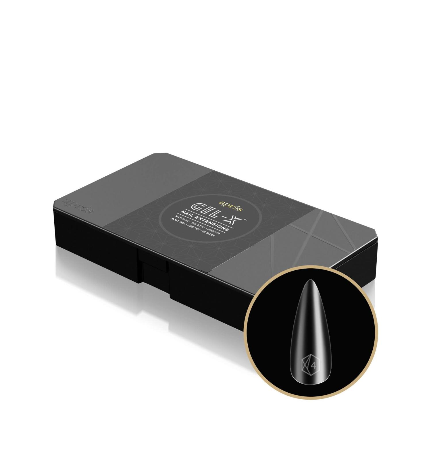 Apres Nail Gel-X Stiletto Tips Medium Box | 500 Gel-X Tips | Premium Quality | 10 Sizes 0-9 | 2022 Version - Buy Online on GoSupps.com