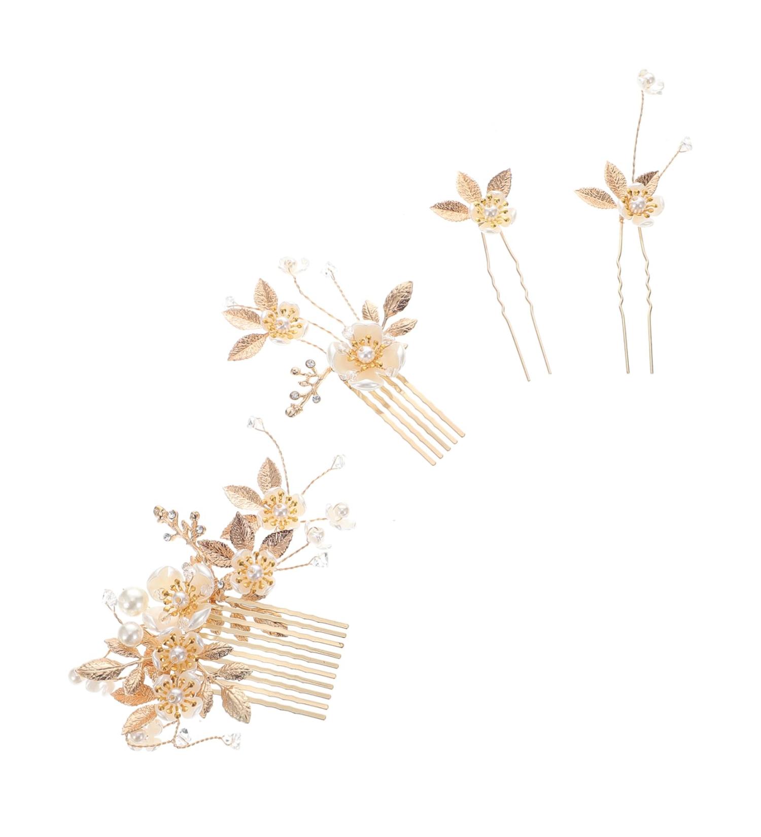 Ipetboom 1 Set Wedding Hair Comb Flower Hair Pin Bun Hair Clip Bridal Side Combs Rhinestone Hair Comb Bridal Hair Clip Vintage Bridal Floral Headpiece Bride Wedding Dress Copper Wire Pearl - Buy Online on GoSupps.com